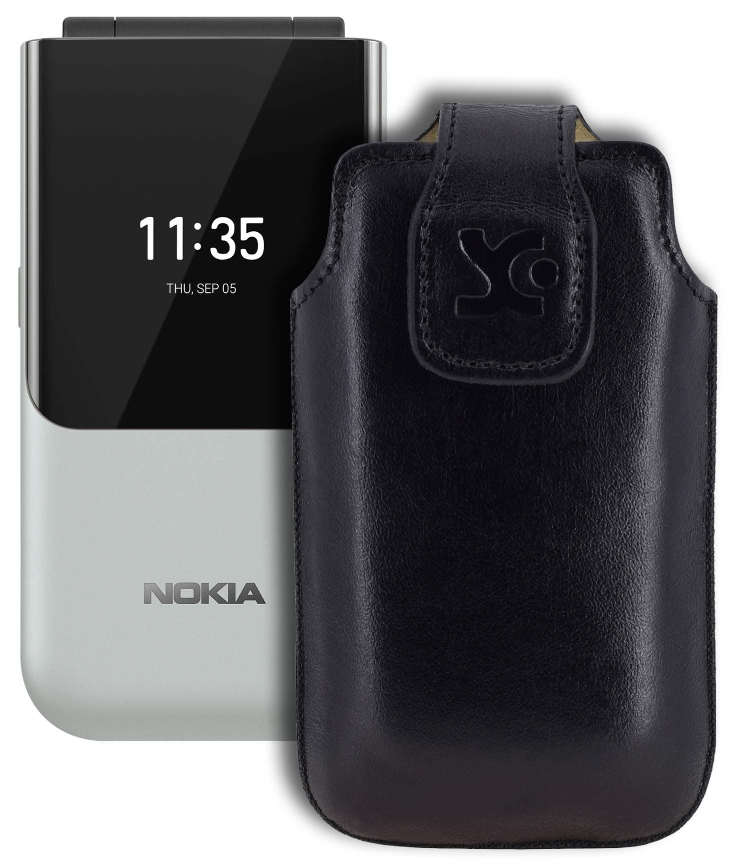 Suncase Original Case compatible with Nokia 2720 Flip Case Leather Case Mobile Phone Case Leather Case Protective Case in black