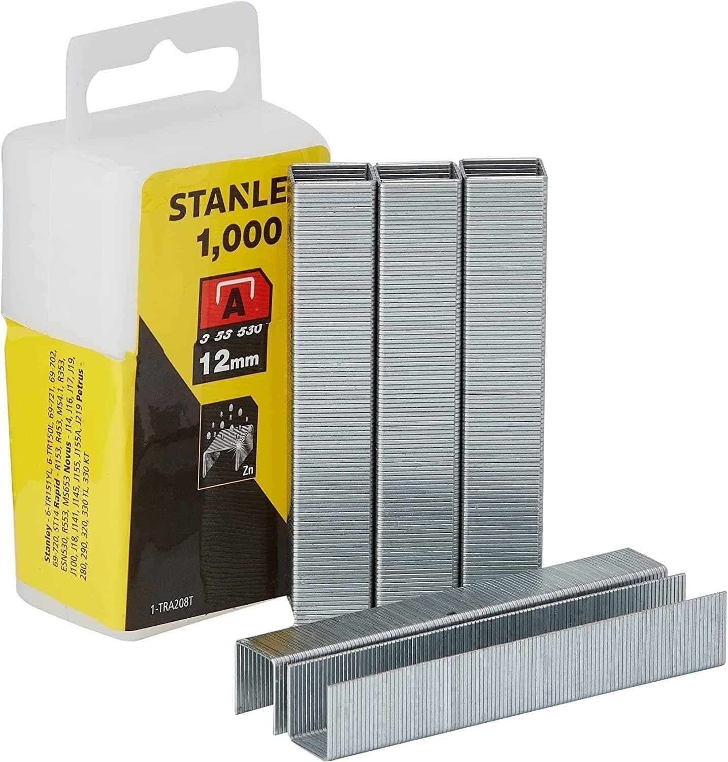 Stanley 1-TRA208T "Type A" Staples, Silver, 12 mm, Set of 1000 Piece