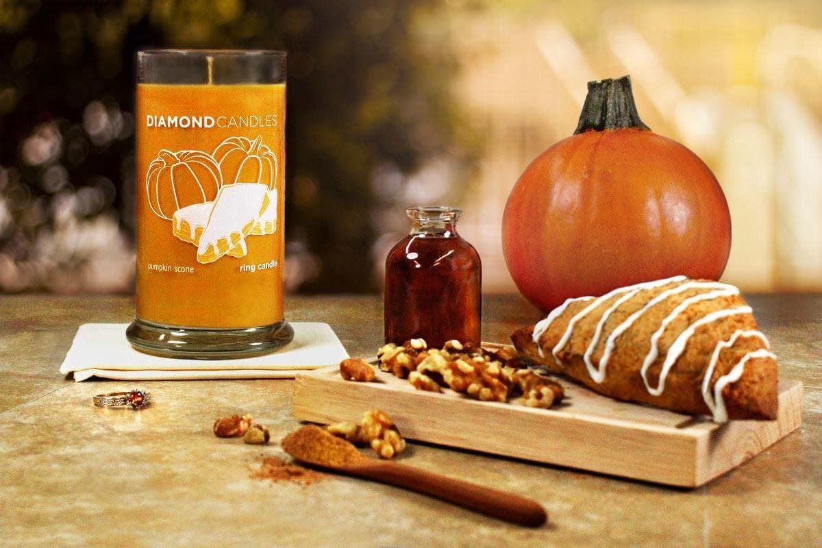 Pumpkin Scone Scent Diamond Ring Jar Candle (Rings Inside Value From $10 to $5000)