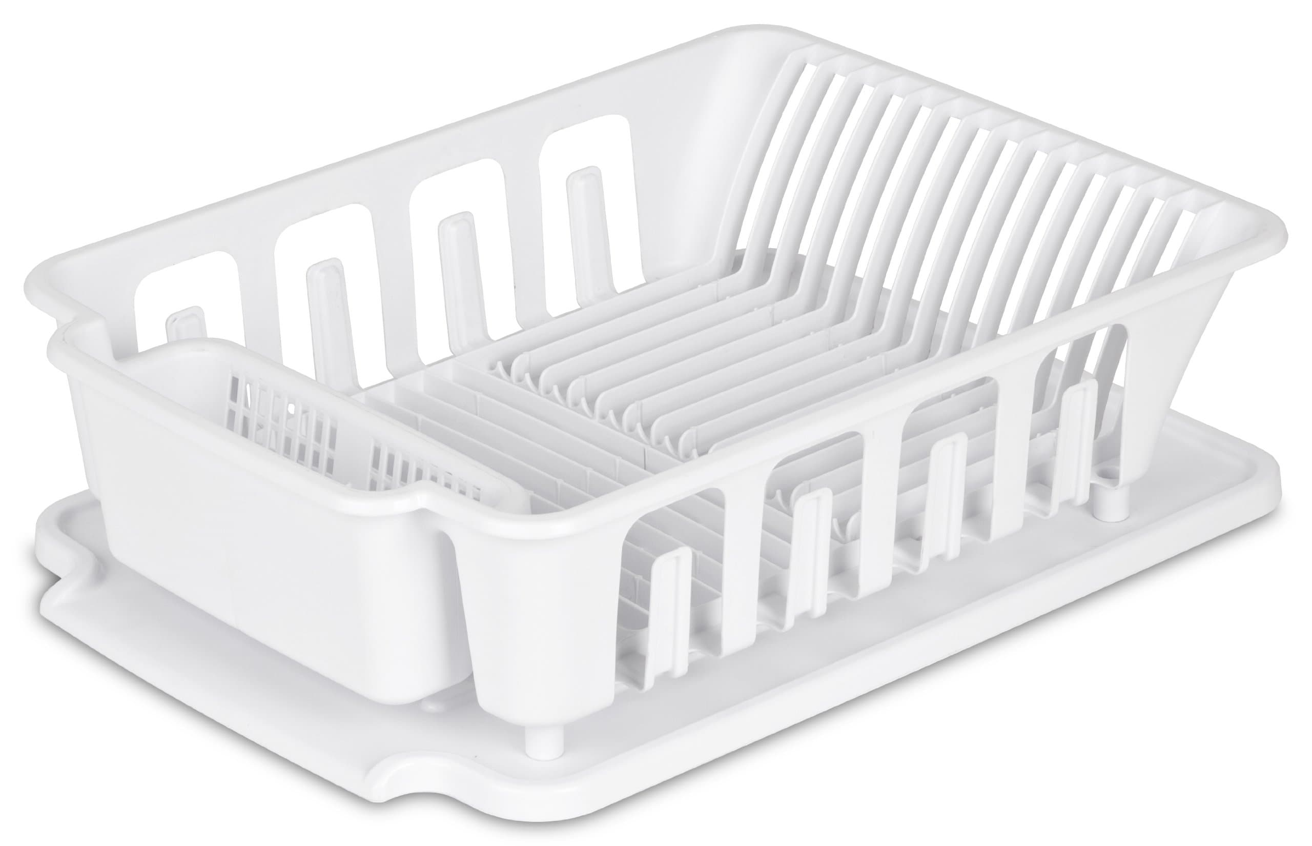 STERILITE Sink Set Dish Rack Drainer (White, Large) - 2 Piece