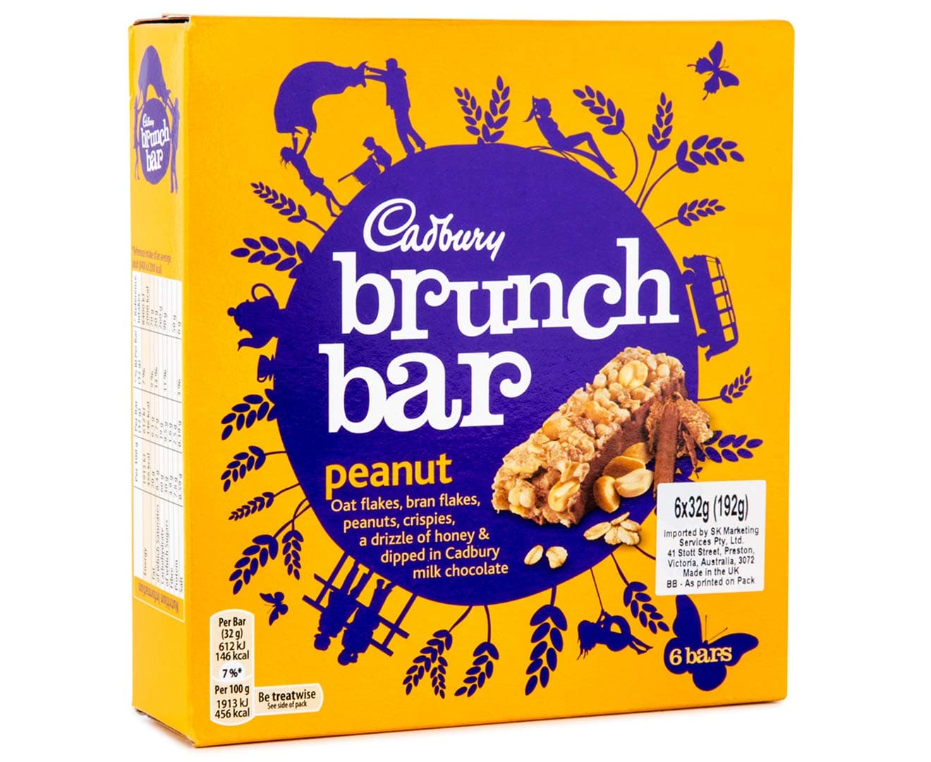 Cadbury Brunch Bar Peanut Pack 6's (6 Boxes / 36 Bars)