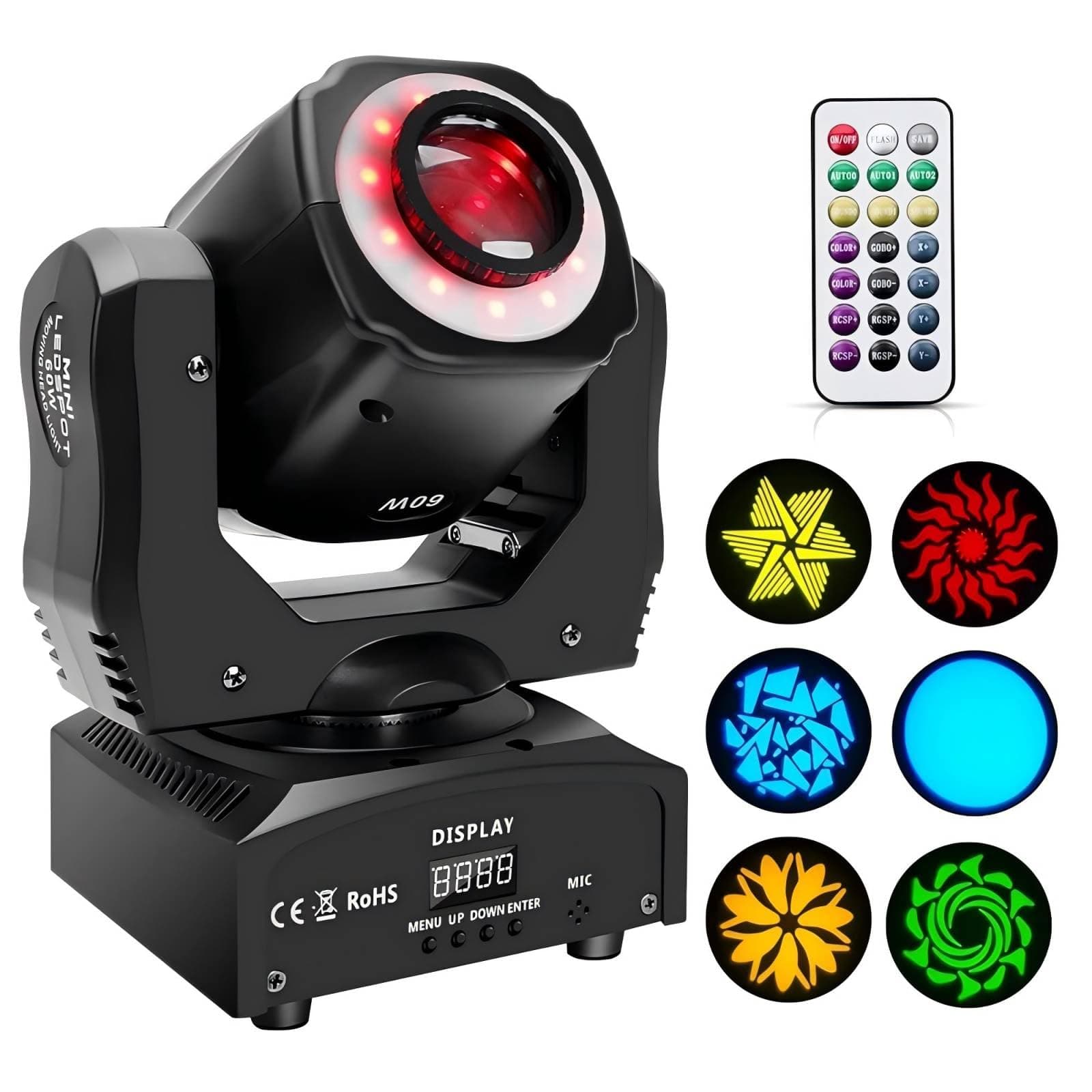 HSL Stage Lights Moving Head Lights Head Lights for Head 3-Beam Light 24 GOBO Stage Lighting Sound Activated DMX 512 for Disco, Club, Party, Stage Lighting fixtures