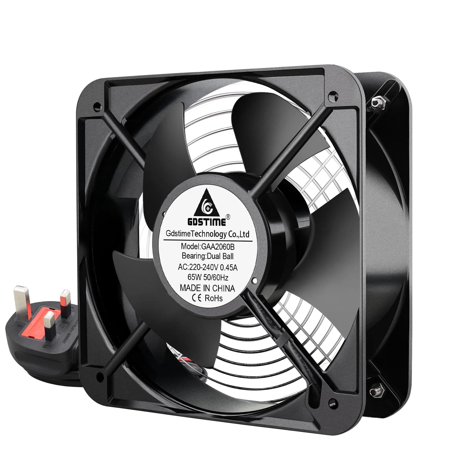 200 x 60mm Axial Cooling Fan AC 220V 240V Dual Ball Industrial 370 CFM Big Airflow for Cooling Ventilation Exhaust DIY Projects 200mm x 200mm x 60mm