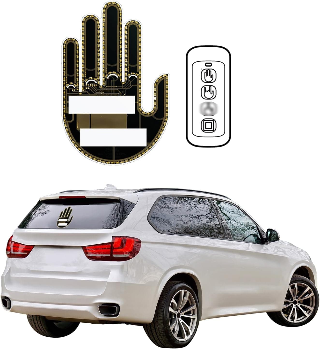Finger Gesture LED Light with Remote | Funny Car Back Window Signal Display for Cars & SUVs | Finger Light Sign for Truck & Vehicle Accessories