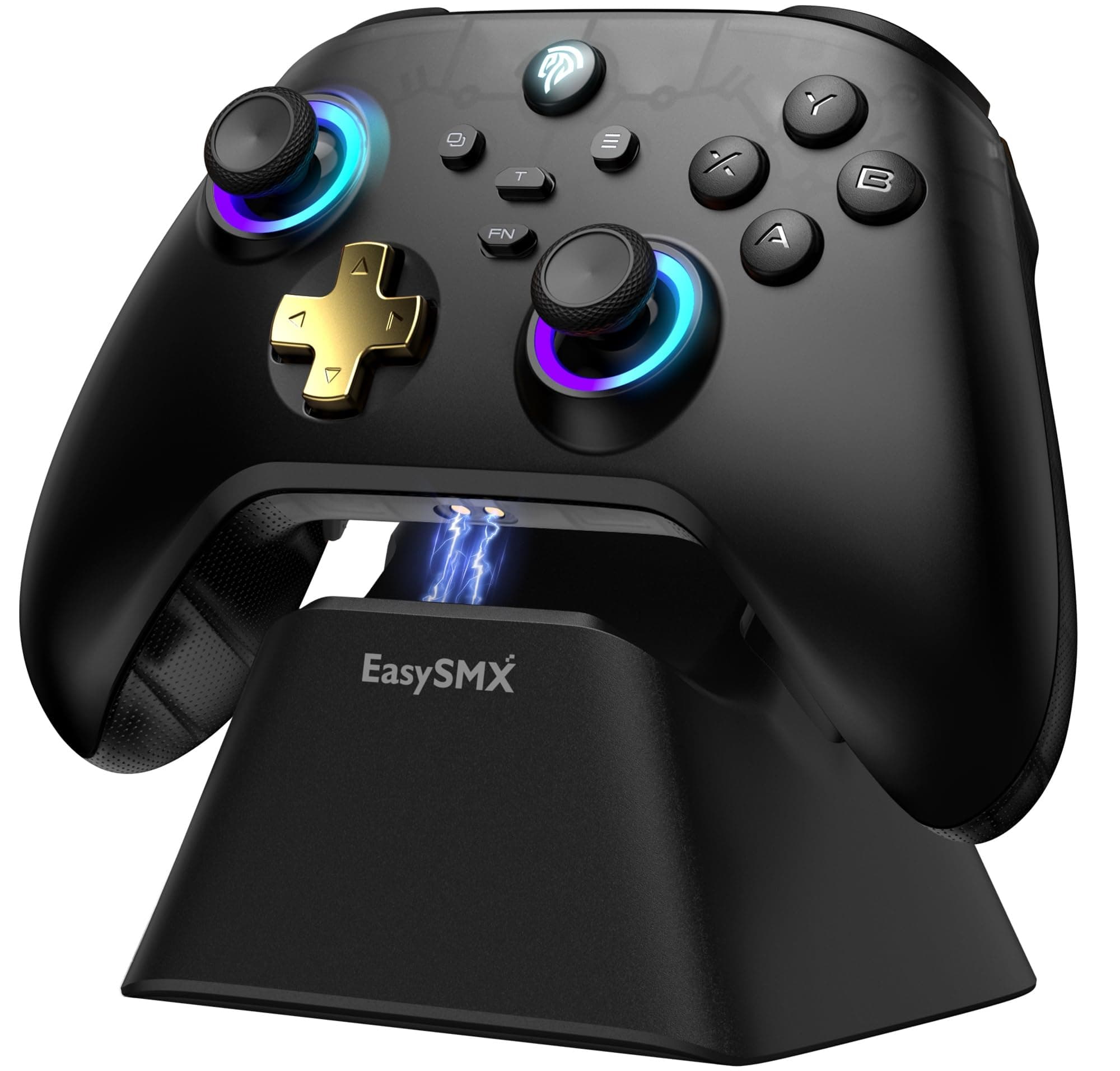 EasySMX D05 PC Controller - Enhanced Wireless Bluetooth Pro Controller with Charging Dock/Hall Sensor/RGB Lighting - No Stick Drift, No Dead Zone - Work for Windows PC, Android, Steam and Switch