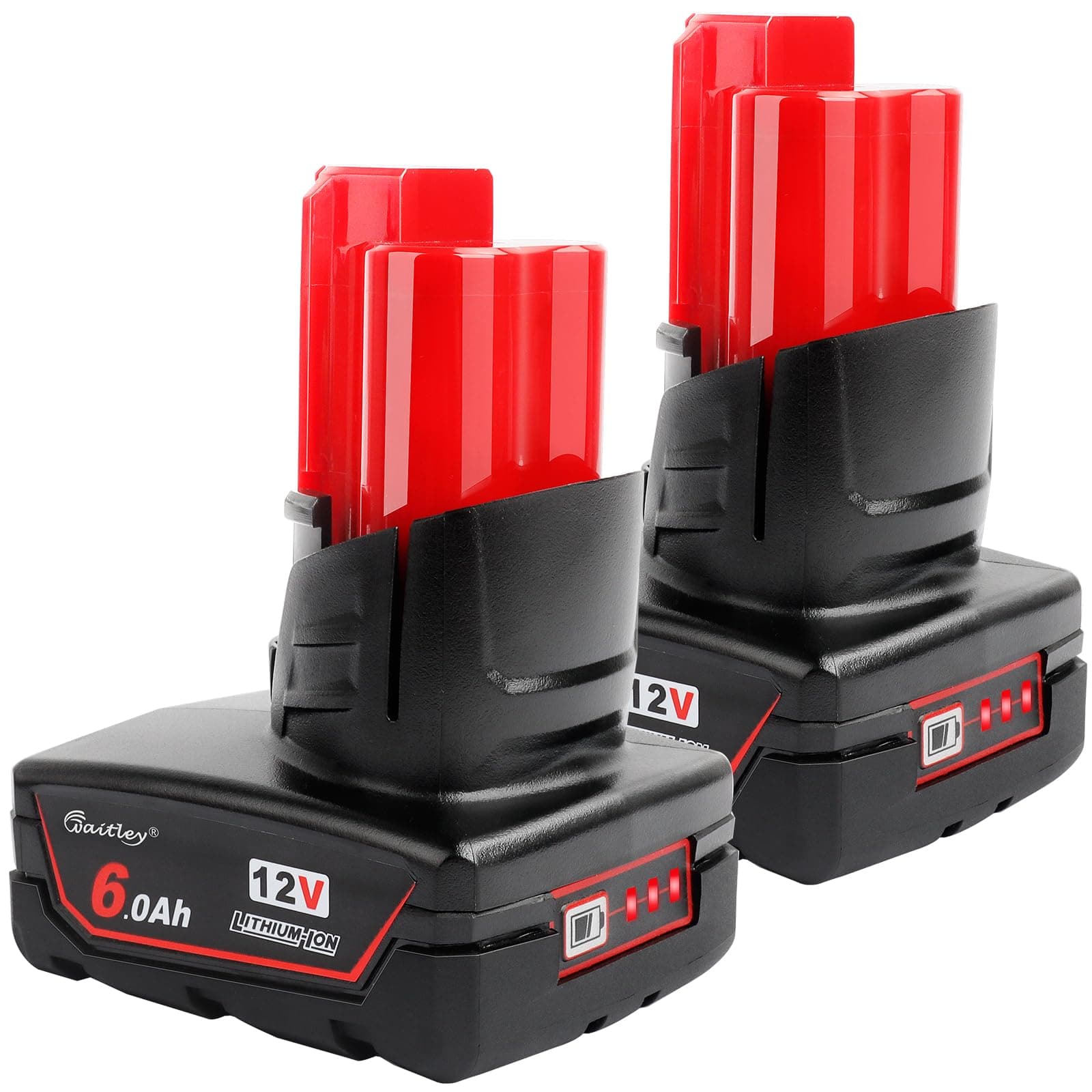 Waitley 2 x 12V 6A Replacement Battery Compatible with Milwaukee 6.0Ah Power Tools
