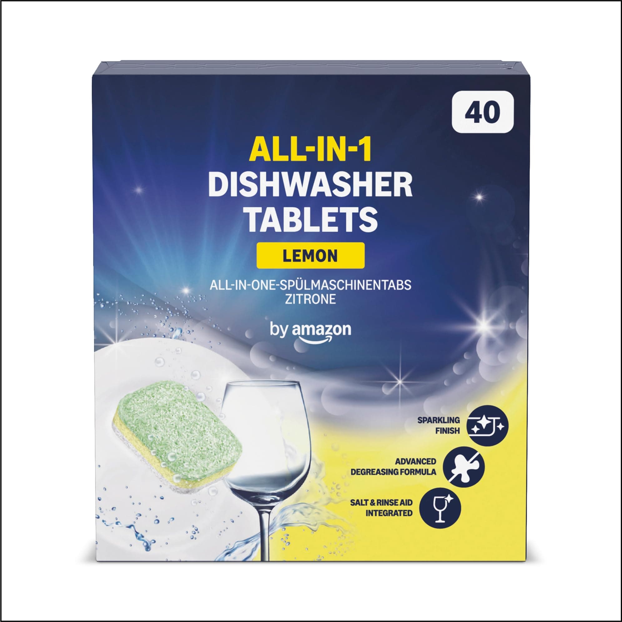 ALL-IN-ONE Lemon Dishwasher Tablets, 40 tablets