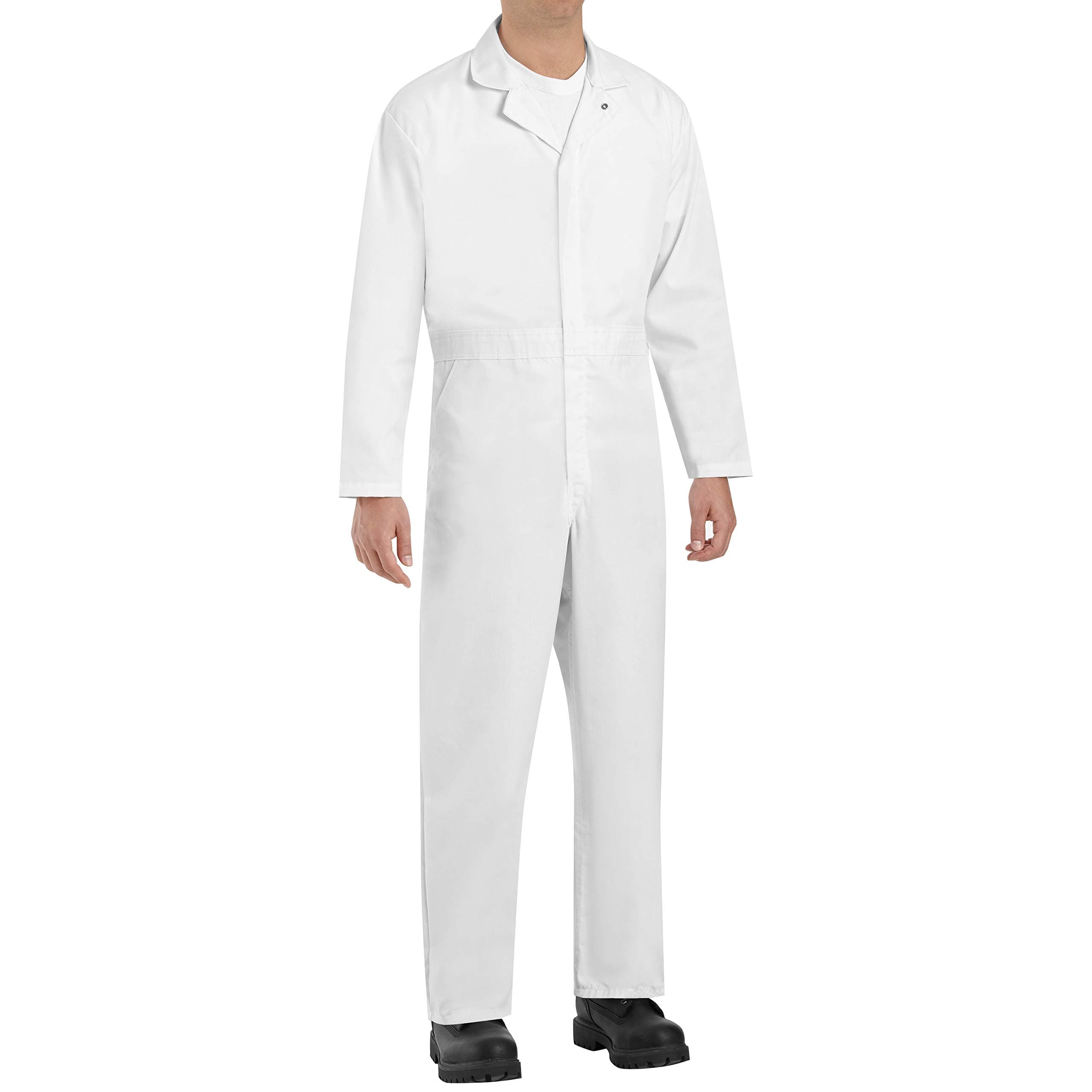 Men's Twill Action Back Coverall, White, Small