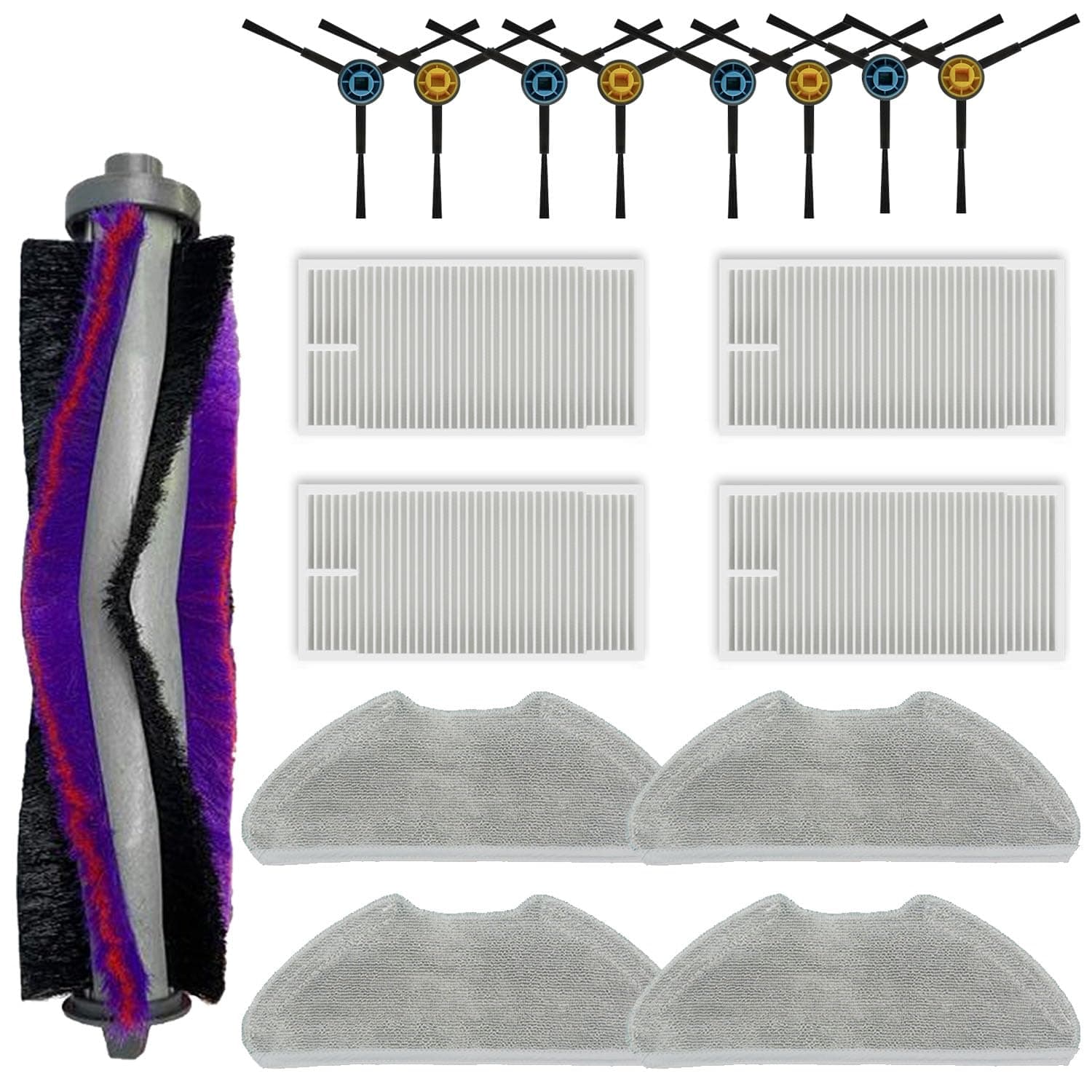 Replacement Part Accessories Fit Compatible With Eureka E10s Robot Vacuum Cleaner,1 Main Brush,4 Side Brush,4 Hepa Filters,4 Mop Pads
