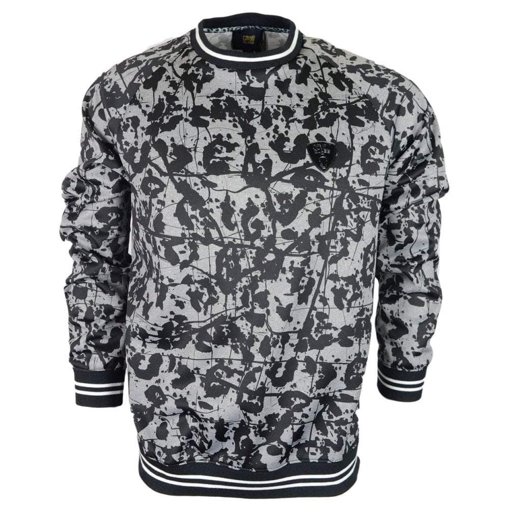 Cavalli Class Polyester All Over Print Black/Grey Sweatshirt