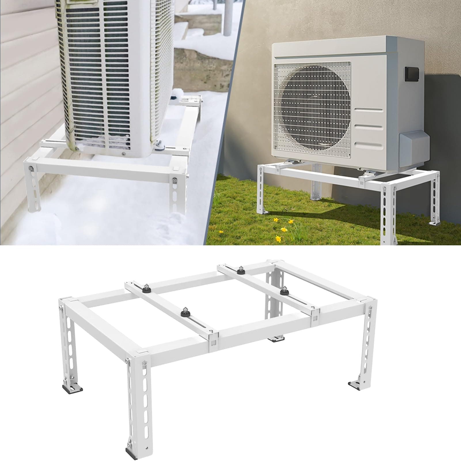 Outdoor Split Air Conditioner Ground Mounting Bracket for 1-5p, Universal Ductless MiniSplit Condenser Compressor&HVAC Systems, Heavy Duty Stand (Color : White, Size : 800