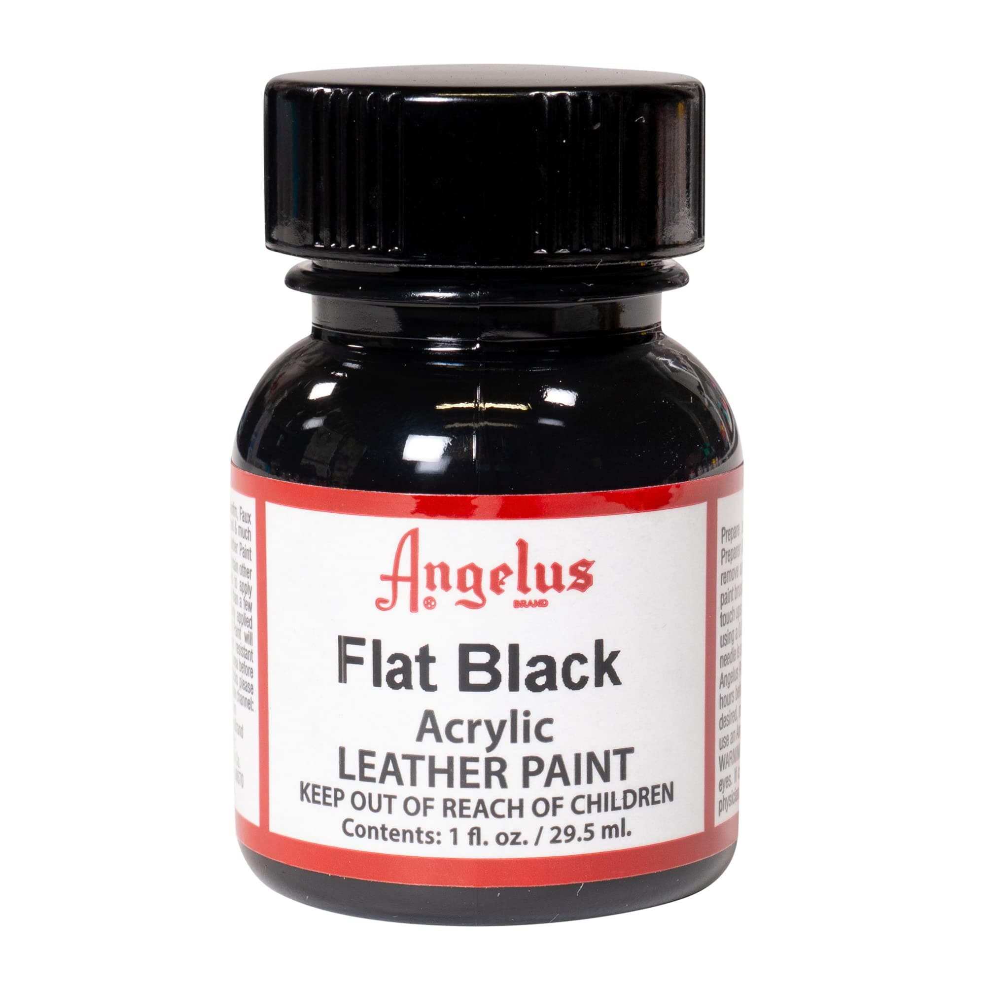 Angelus Acrylic Leather Paint For Shoes, Sneakers, Leather, Canvas, Furniture, and More - 1 Fl Oz, Flat Black