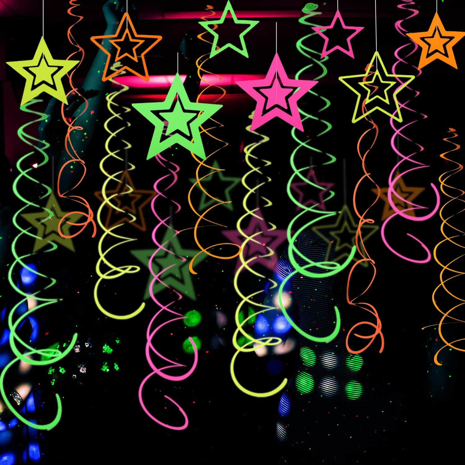 54pcs Neon Star Ornaments