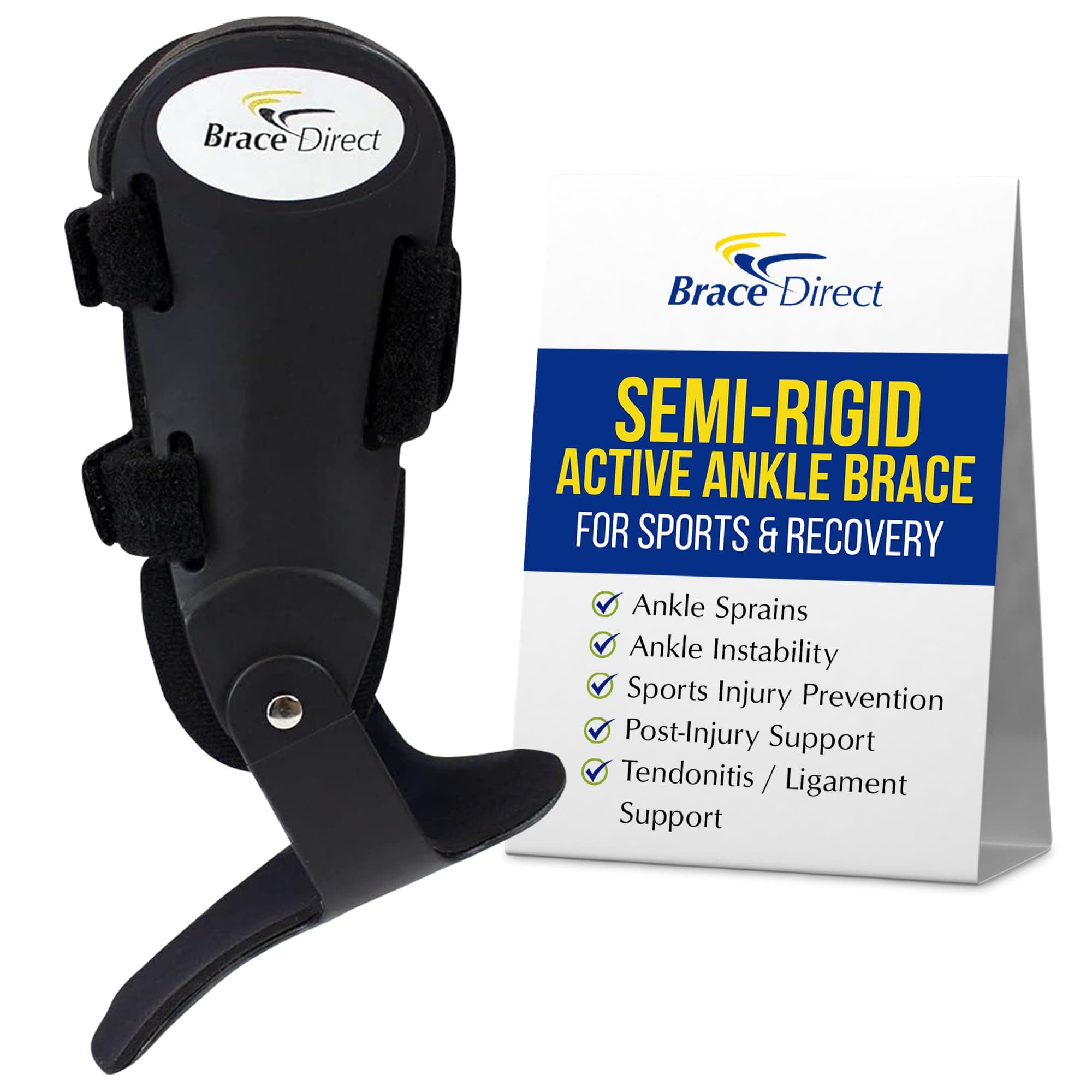 Semi-Rigid Active Ankle Brace Stabilizer for Sprain Support and Protection for Volleyball, Basketball, Football and more - Men and Women by Brace Direct