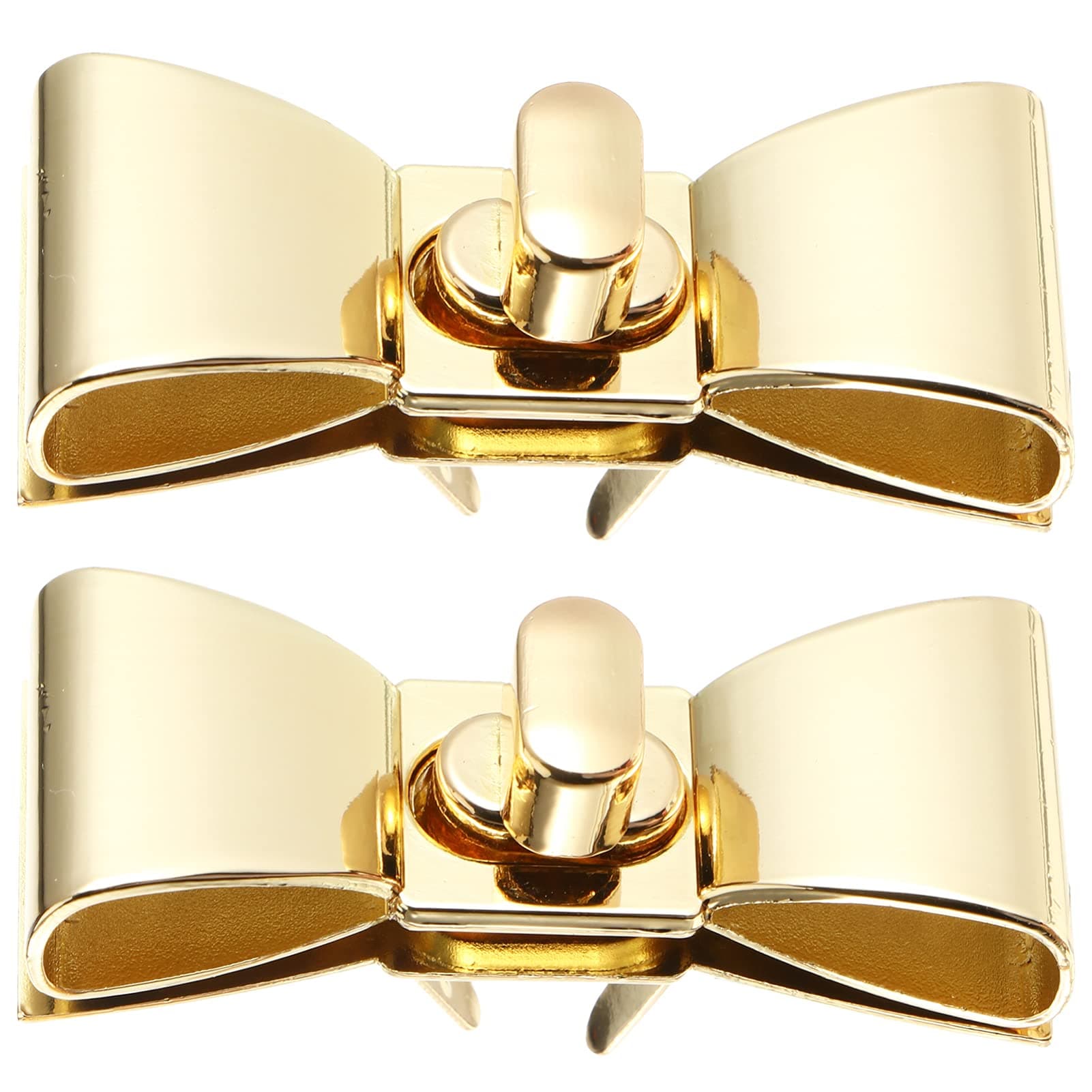 VILLCASE 2pcs Turn Locks for Purses, Bowknot Shape Turn Lock Clasp Purse Closure Twist Locks Golden Purse Closure Twist Lock Fastener for Purse Hardware