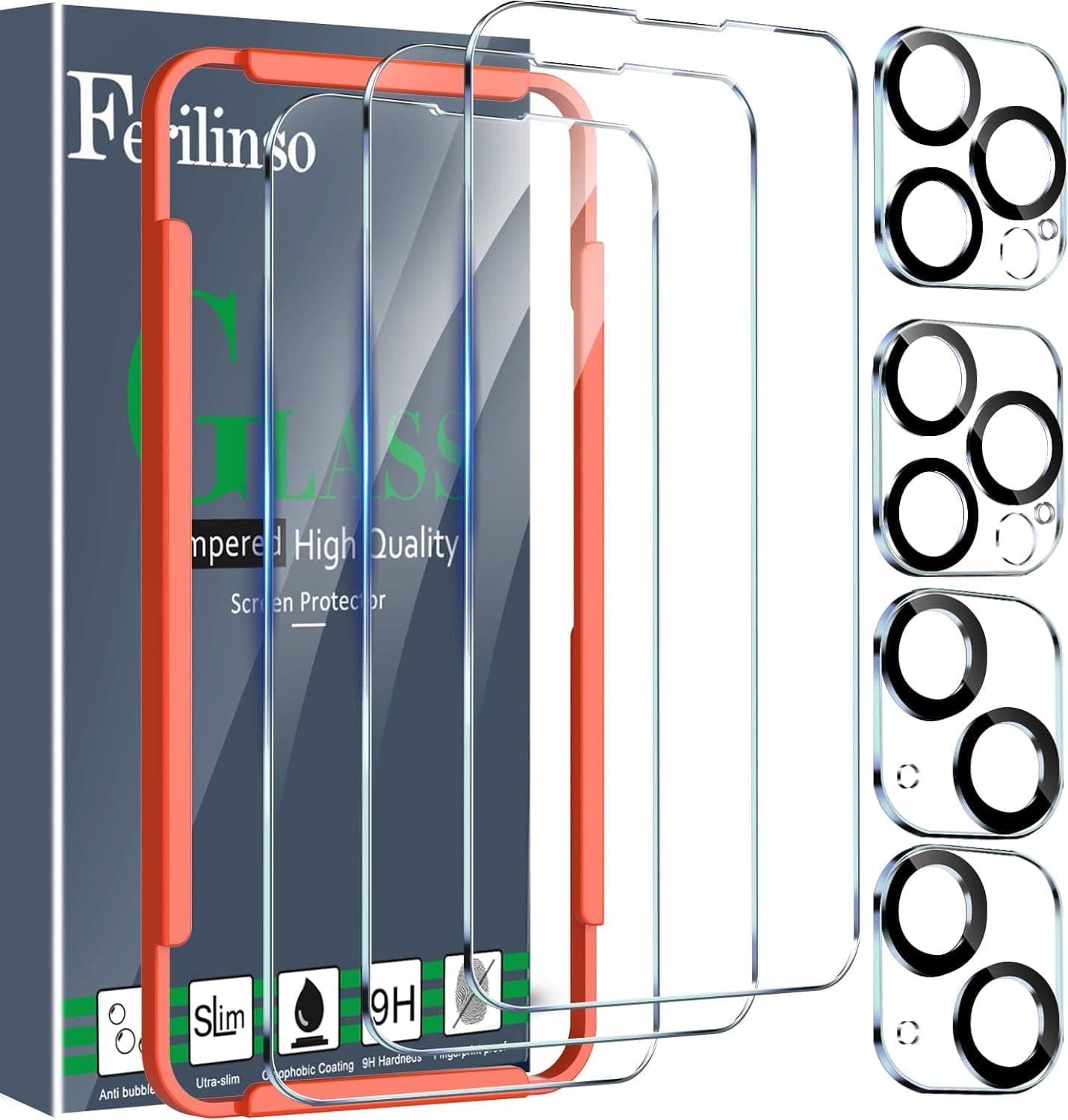 Ferilinso Designed for iPhone 13 Pro Max Screen Protector+Camera Lens Protector