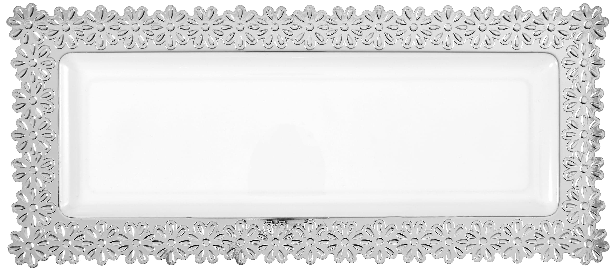 Bluesky TradingBlue Sky Simcha Collection Rectangular Plastic Flower Tray - 14' x 6″ | White | Pack of 2