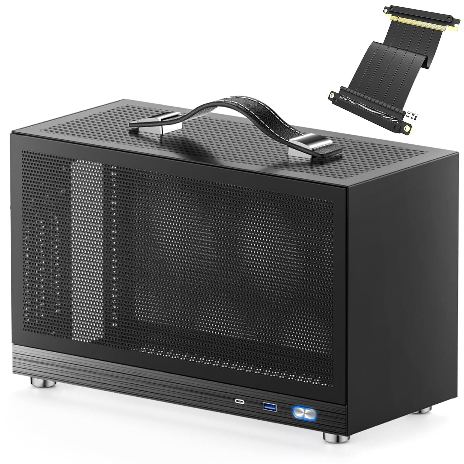 S400 - Mini-ITX PC Gaming Case - Front I/O USB 3.0 Type - C Port - VGA Card Length 335mm MAX -Cable Management System - luminum Mini-ITX Motherboard Small Portable PC Case (Black)