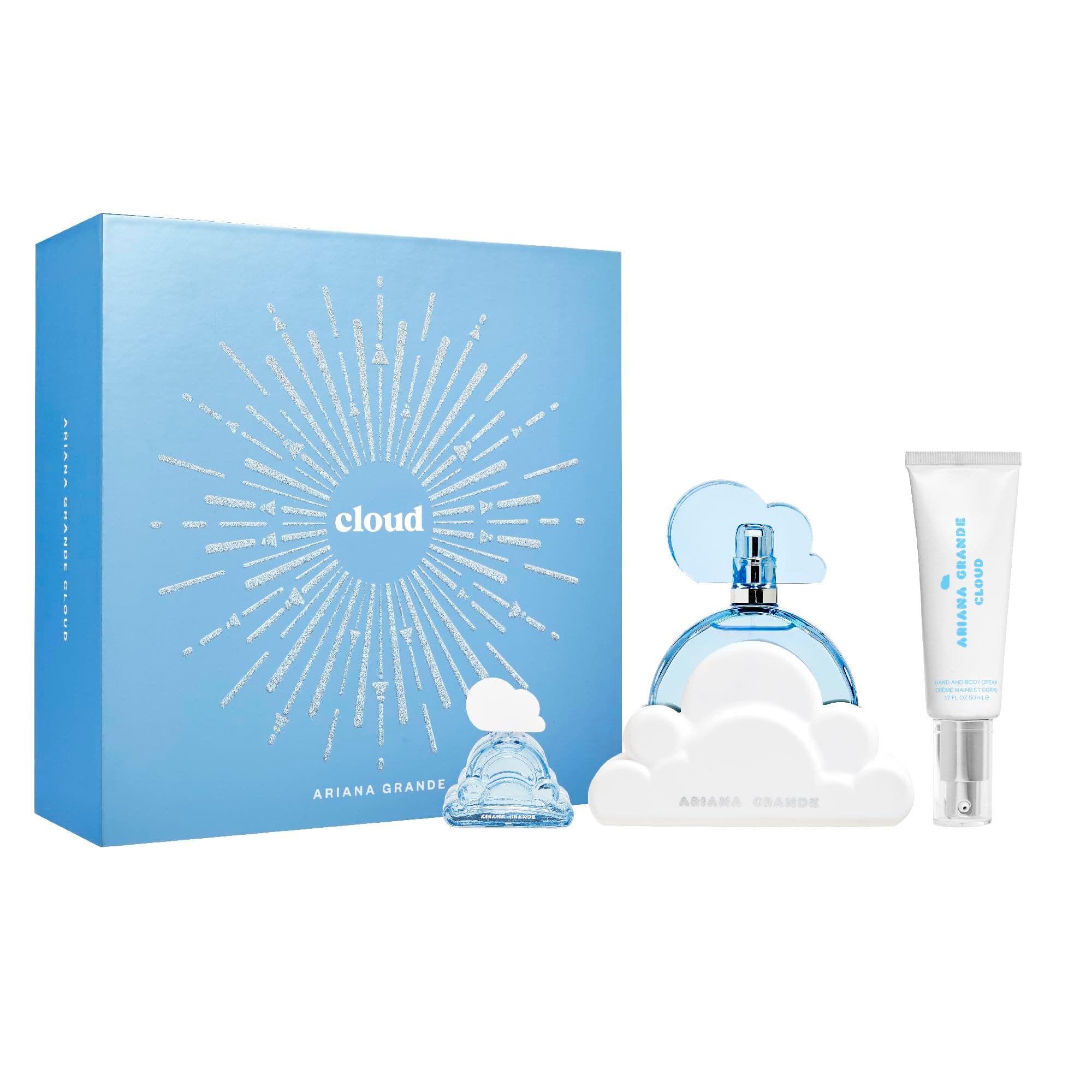 Ariana Grande Cloud Limited Edition Holiday Set – Includes Eau de Parfum, Hand and Body Cream, and Deluxe Mini Parfum