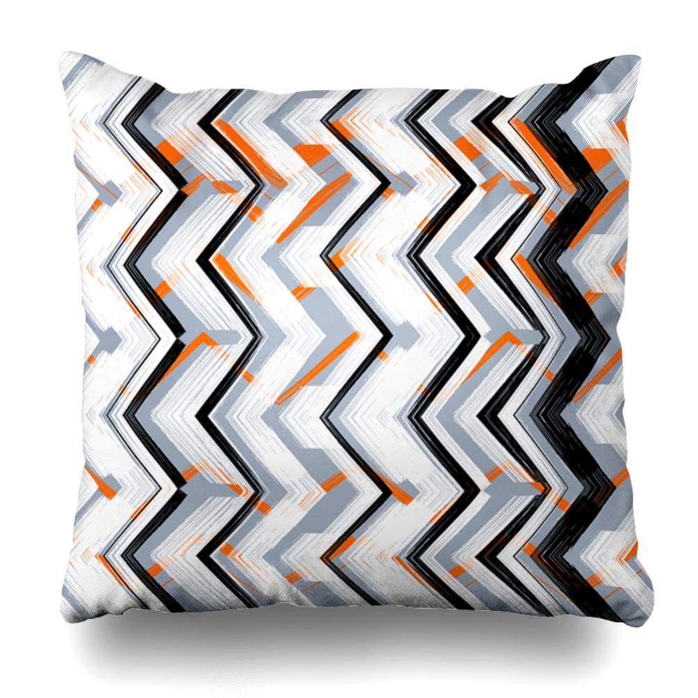 ArTmall Throw Pillow Case Geometry Multicolor Pattern Brushed Zigzag Lines Bold Chevron Hand Brushstrokes in Various Bright Zippered Pillowcase Square Size 20 x 20 Inches Home Decor Cushion Covers