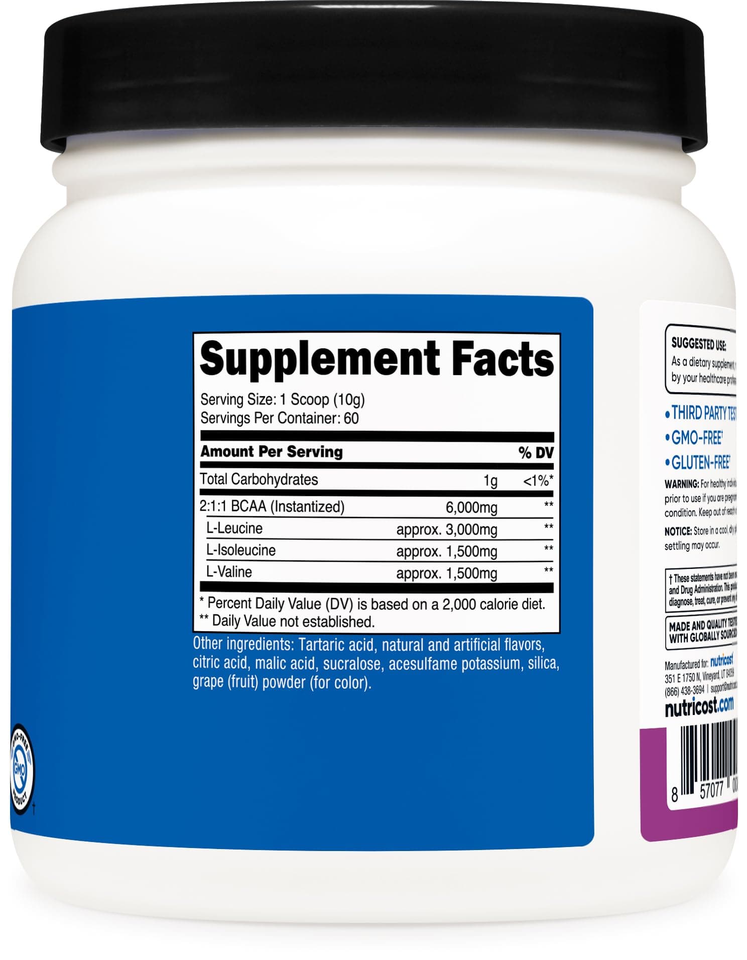 Nutricost BCAA Powder- 2:1:1 (Grape) 60 Servings
