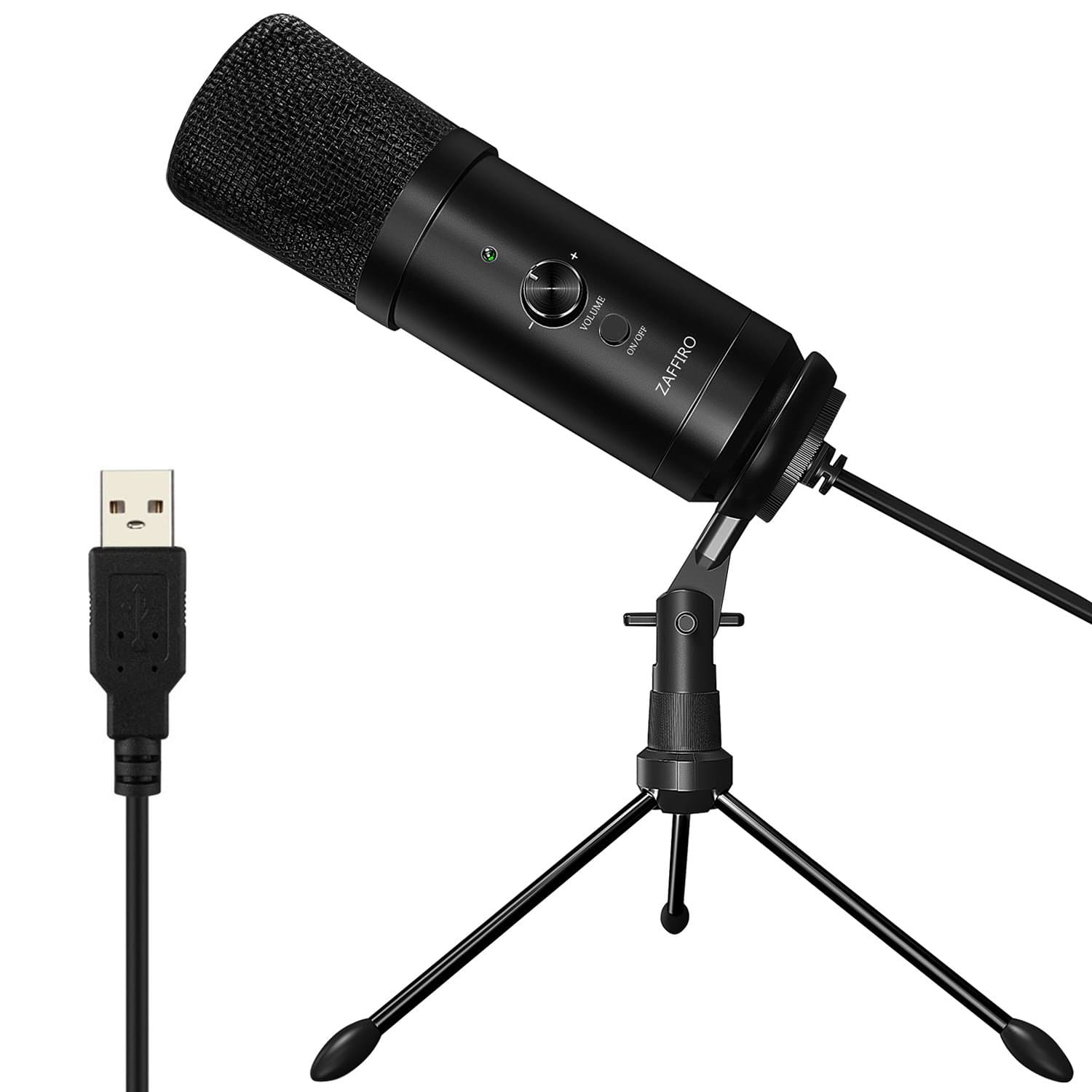 USB Microphone, Recording Microphone Plug &Play Metal Studio Microphone for PC/Laptop/Desktop/Notebook, Cardioid Studio Recording Vocals for YouTube, Voice Search, Games