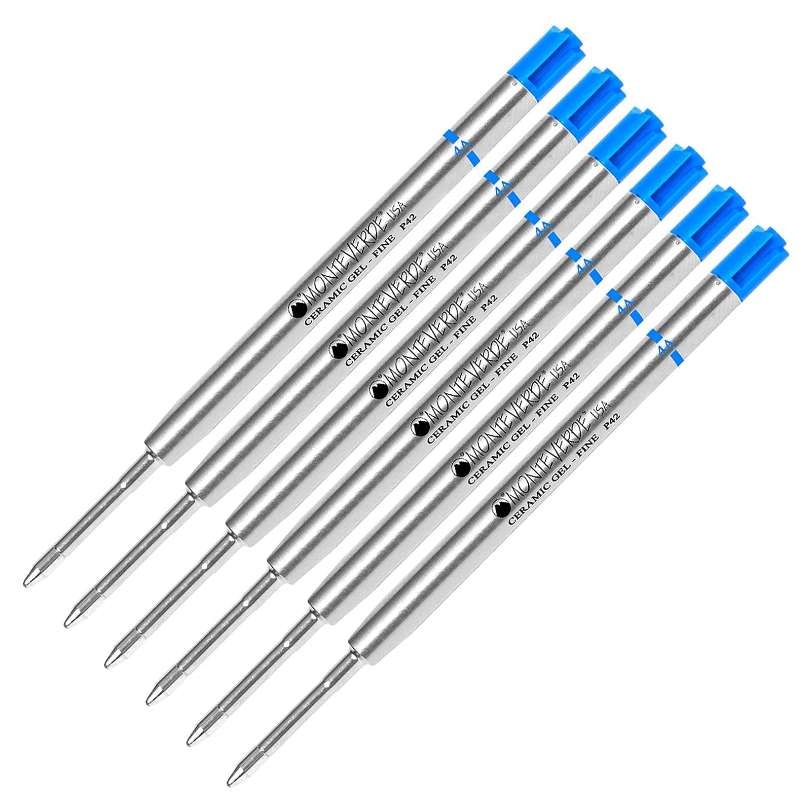 Lanier Combo Pack - 6 Pack - Monteverde® Capless Ceramic Gel™ P42 Ink Refill Compatible with Most Parker® Style Ballpoint Pens - Blue (Fine Tip 0.6mm)