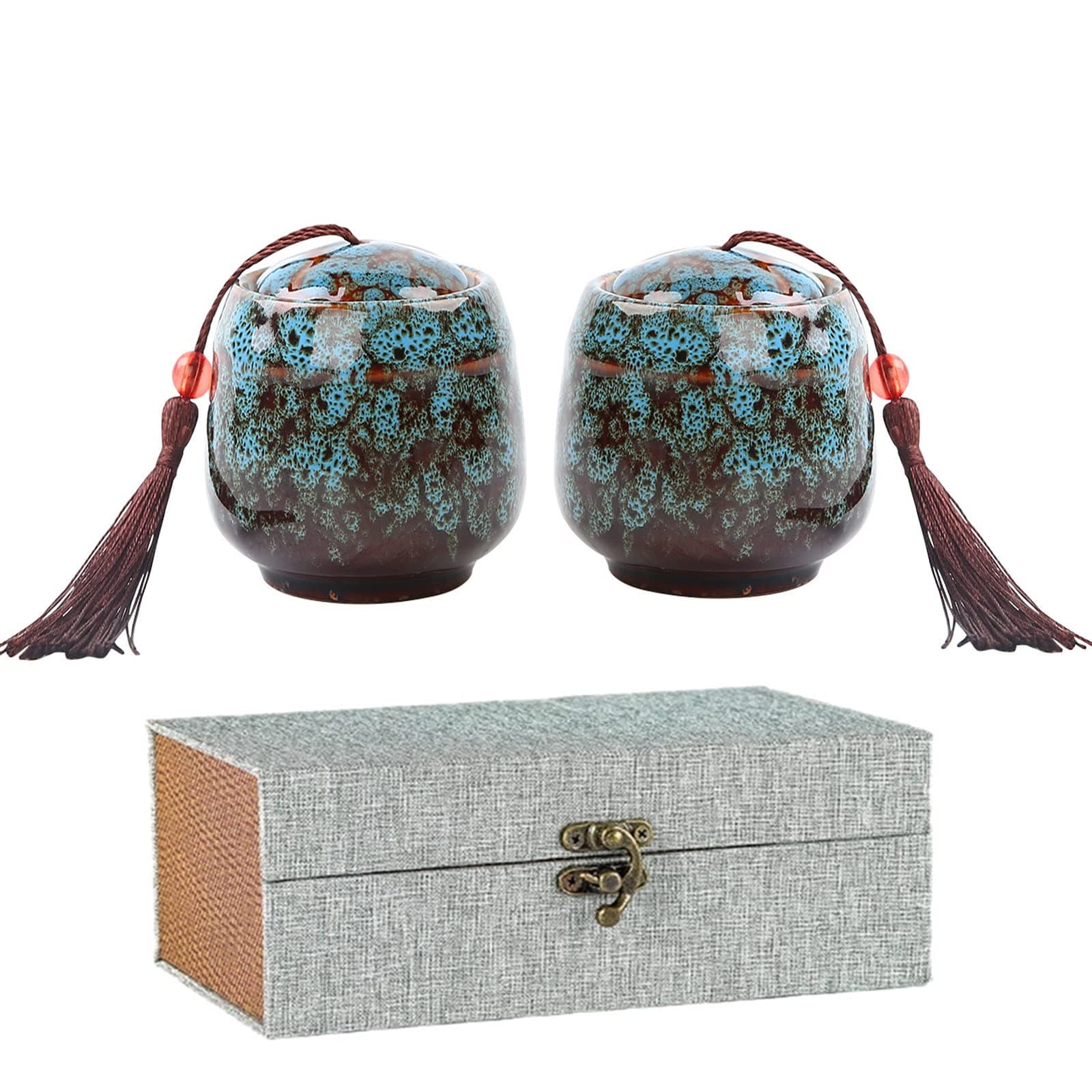 2pcs Small Urns For Human Ashes,Keepsake Urns For Human Or Pet Ashes, Mini Ceramic Memorial Urn And Burial Ash Storage For Family & Loved Ones