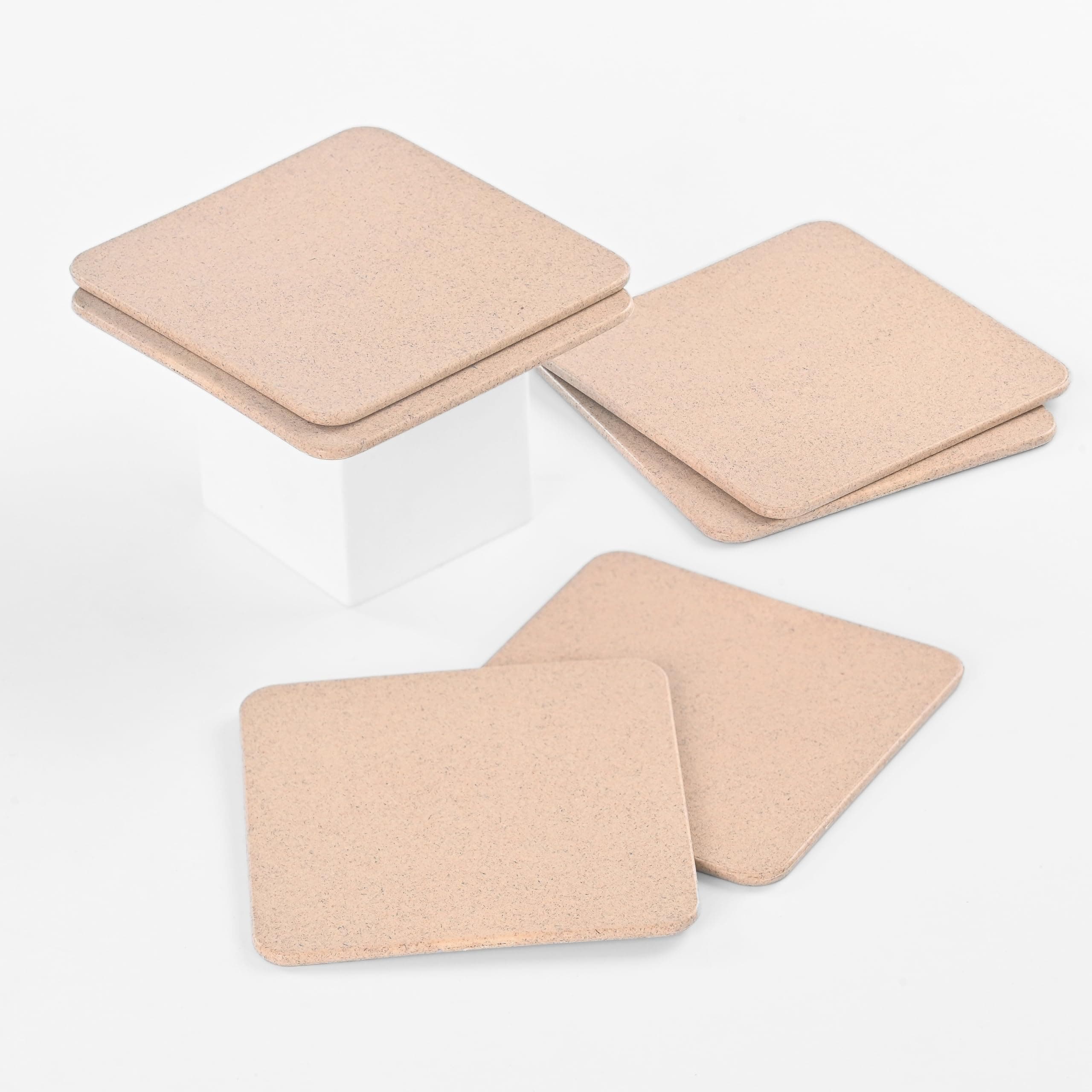 Eha Earth Friendly Tea Coasters Set of 6|Coasters for Dining Table for Hot Pots|Coaster Made with Bamboo Fibers & Rice Husk |for Tea Cups, Coffee Mugs and Glasses | Sand Castle