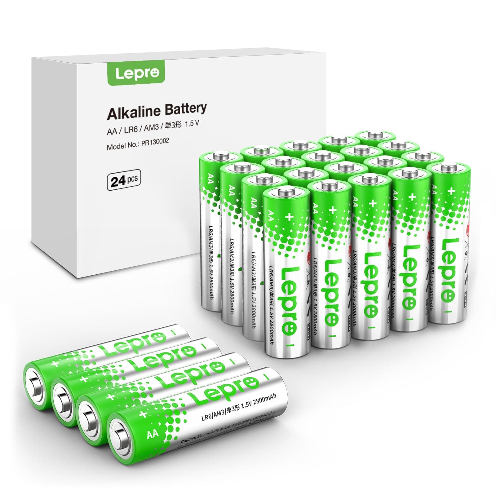 High performance AA alkaline batteries (24 pieces)