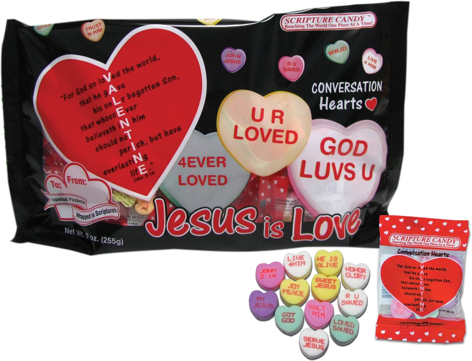 Scripture Candy, Conversation Hearts Bag with Inspirational Messages, 17 Count