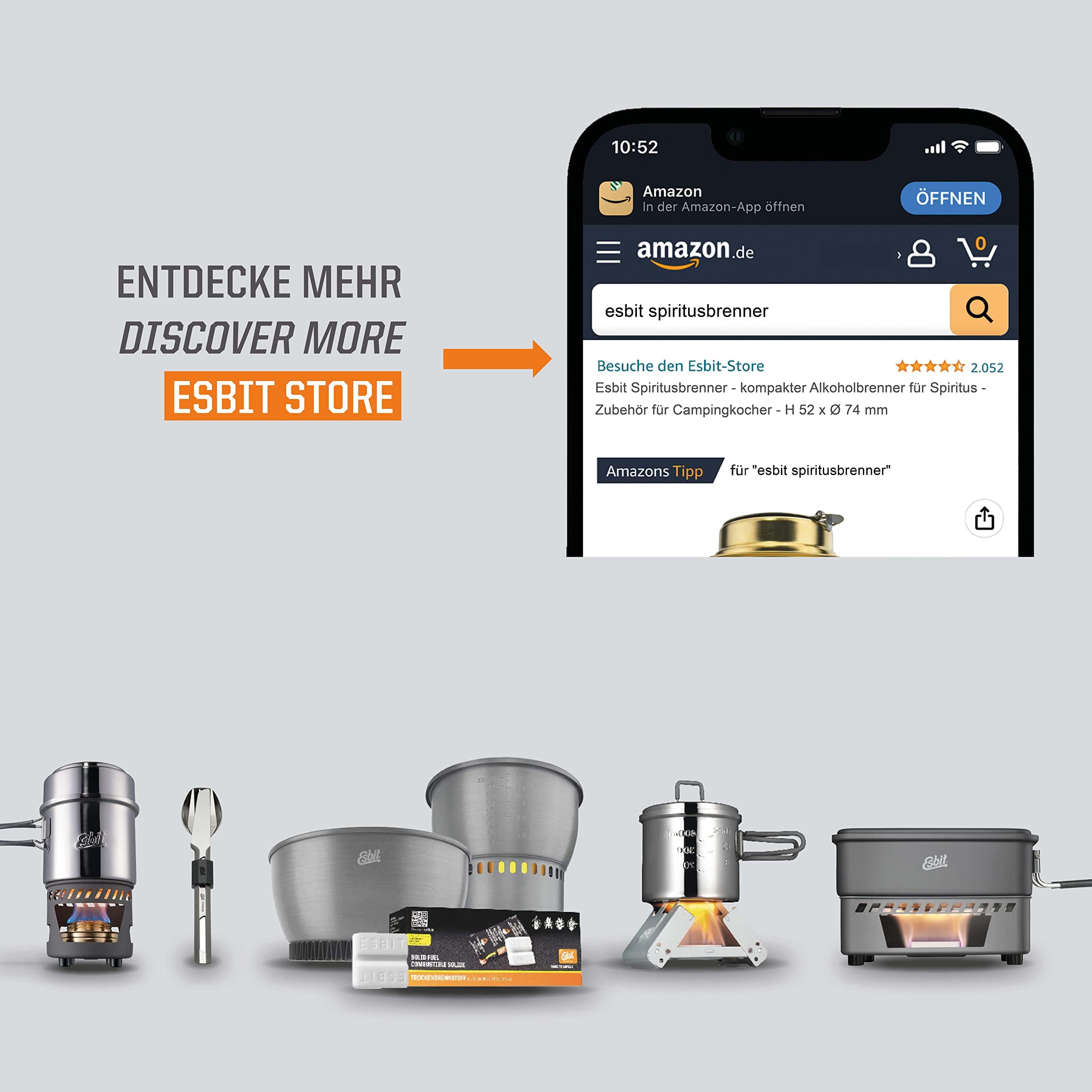 Esbit Brass Alcohol Burner Camping Stove with Variable Temperature Control, One Size