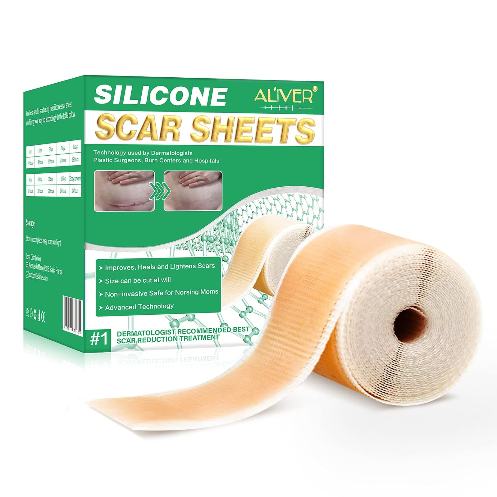 Silicone Scar Sheets, Professional for Scars Caused by C-Section, Surgery, Burn, Keloid, Acne, and More, Drug-Free, Silicone Scar Roll [1.5Meters]