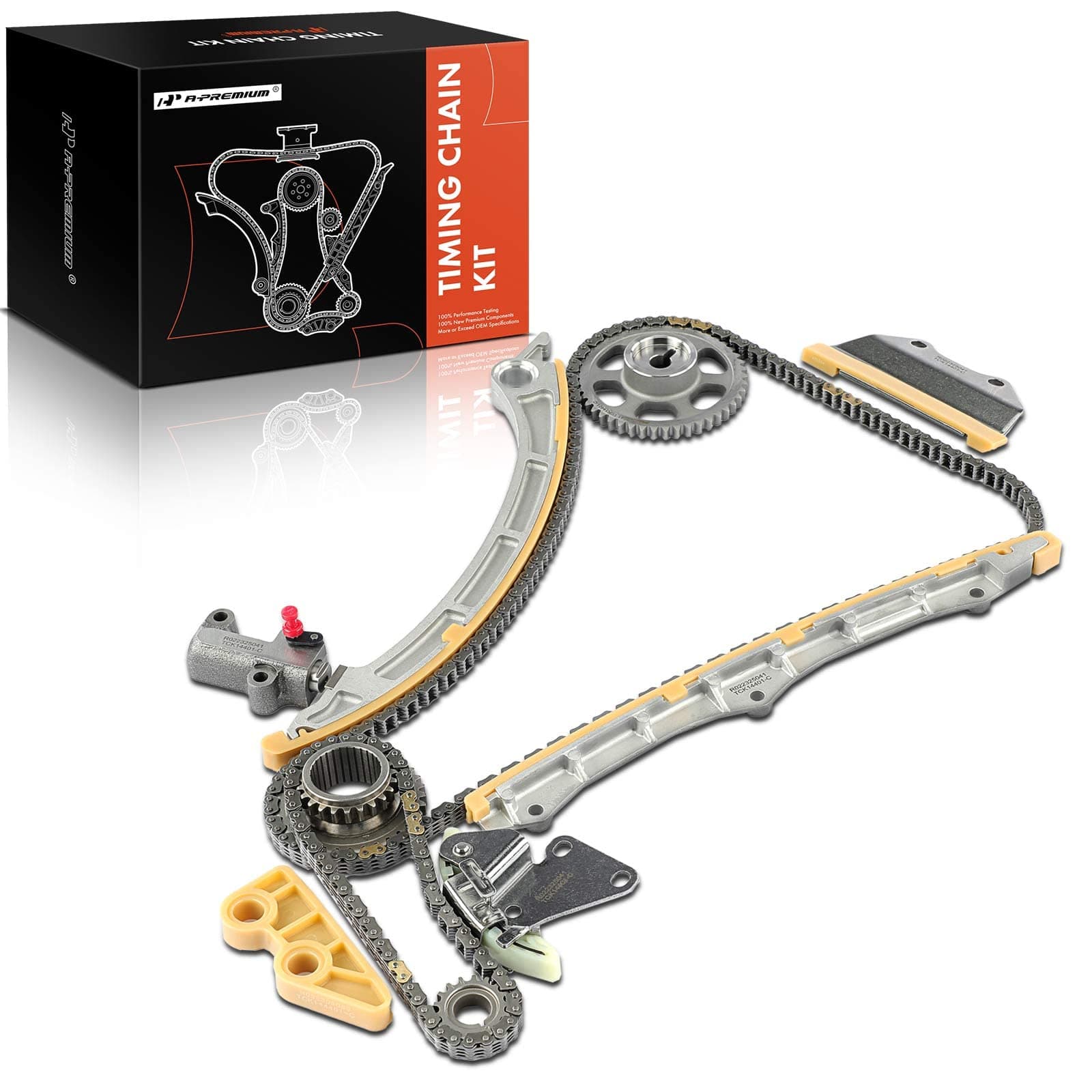 A-Premium Engine Timing Chain Kit W/Tensioner & Guide [DOHC, L4 2.4L Only] Compatible with Acura ILX 13-15, TSX 09-14 & Honda Accord 08-12, Civic 12-15, CR-V 10-14, Crosstour 12-15, For# 14401R40A01