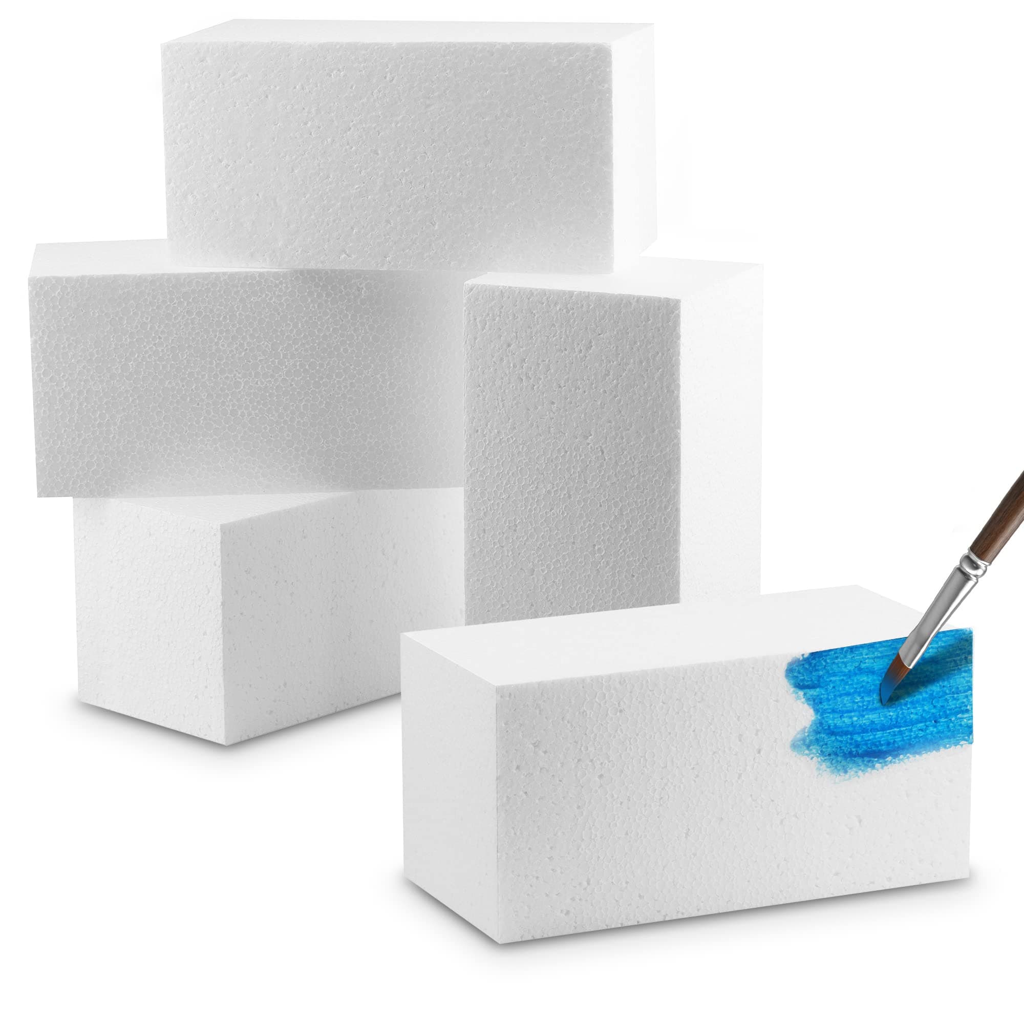 Hard Foam Blocks (4 Pack) | 8 x 4 x 4 Inch Non-Squishy Craft Foam Cubes | Polystyrene Brick for Arts and Crafts, Sculptures, Floral Arrangements, Modeling, Centerpieces & More by MT Products