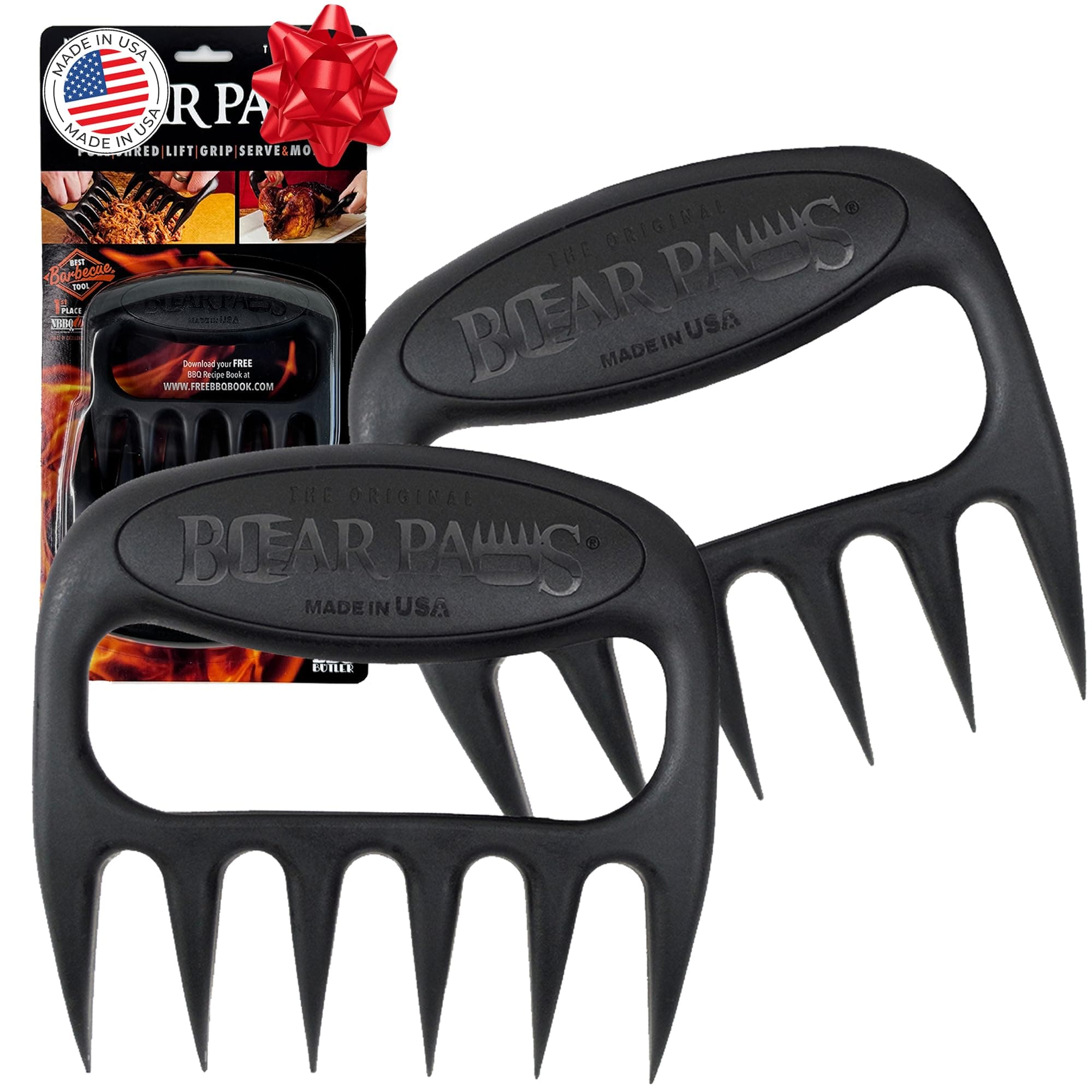 Bear Paw Products, Inc. Pulled Pork Shredder Claws - Meat Handler Fork Black