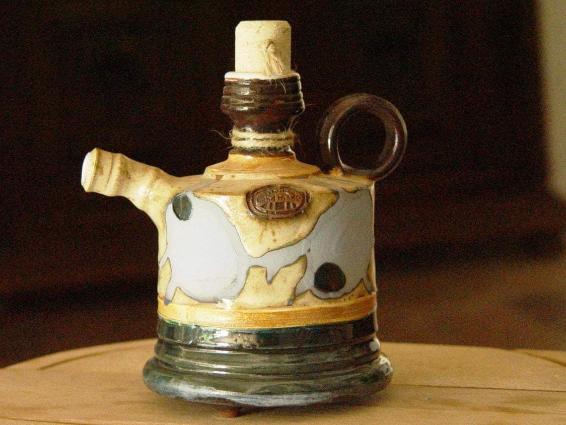 Small Ceramic Bottle. Earthen Pitcher. Ceramics and Pottery, Handmade and Hand Painted Ceramics, Art pottery