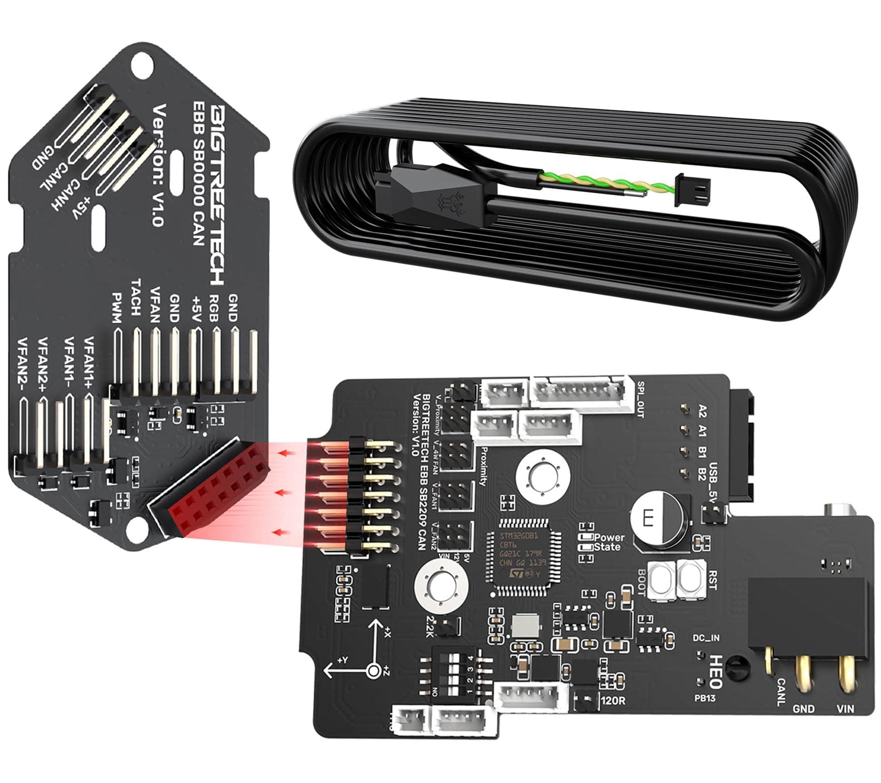 BIGTREETECH EBB SB2209 CAN V1.0 for Voron Stealthburner UART Mode Support Klipper with 100K NTC B3950 + 30-Pin Ribbon Wire Kit