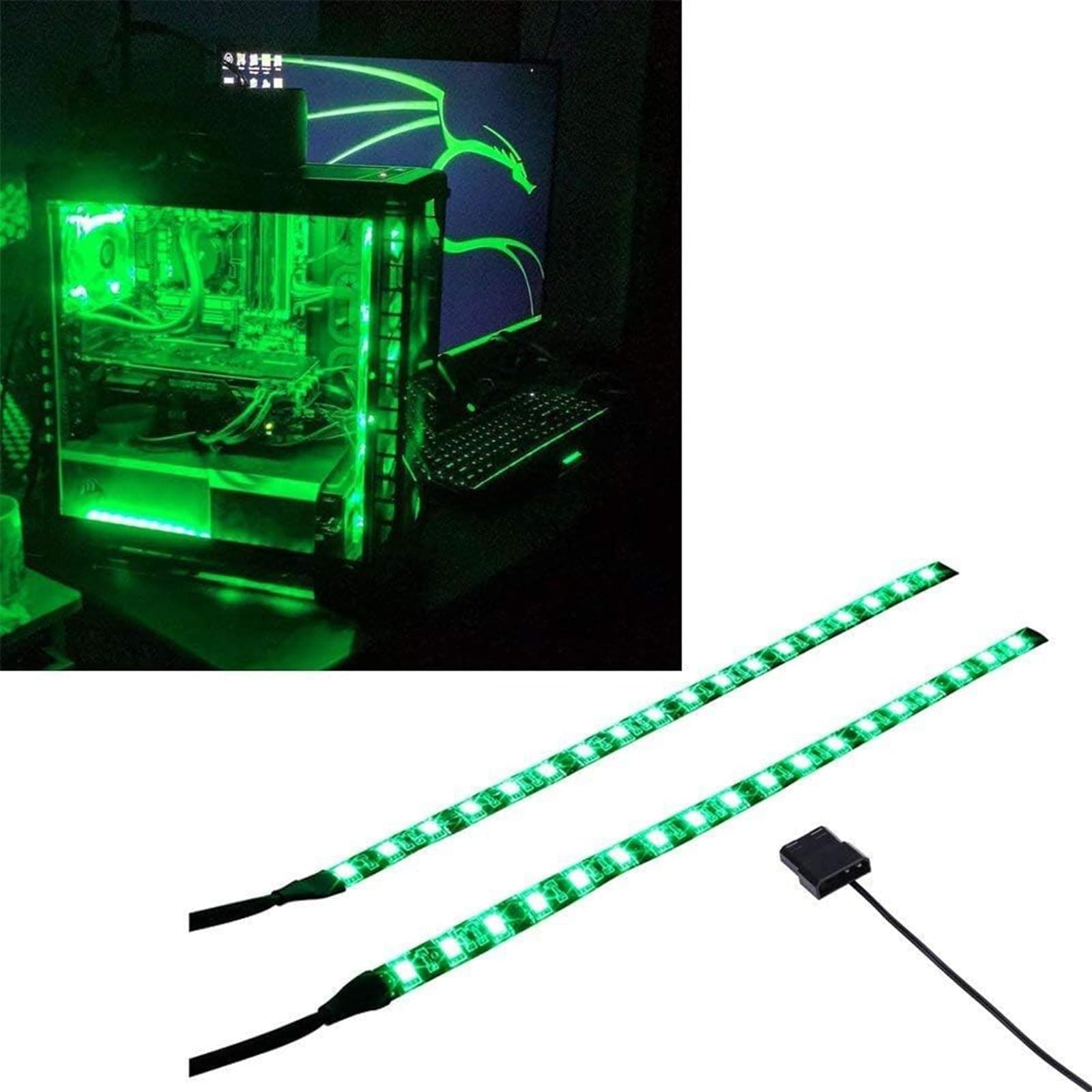 PC LED Flexible Light Strip Computer Lighting Green with Magnetic for PC Case Computer Lighting Kit