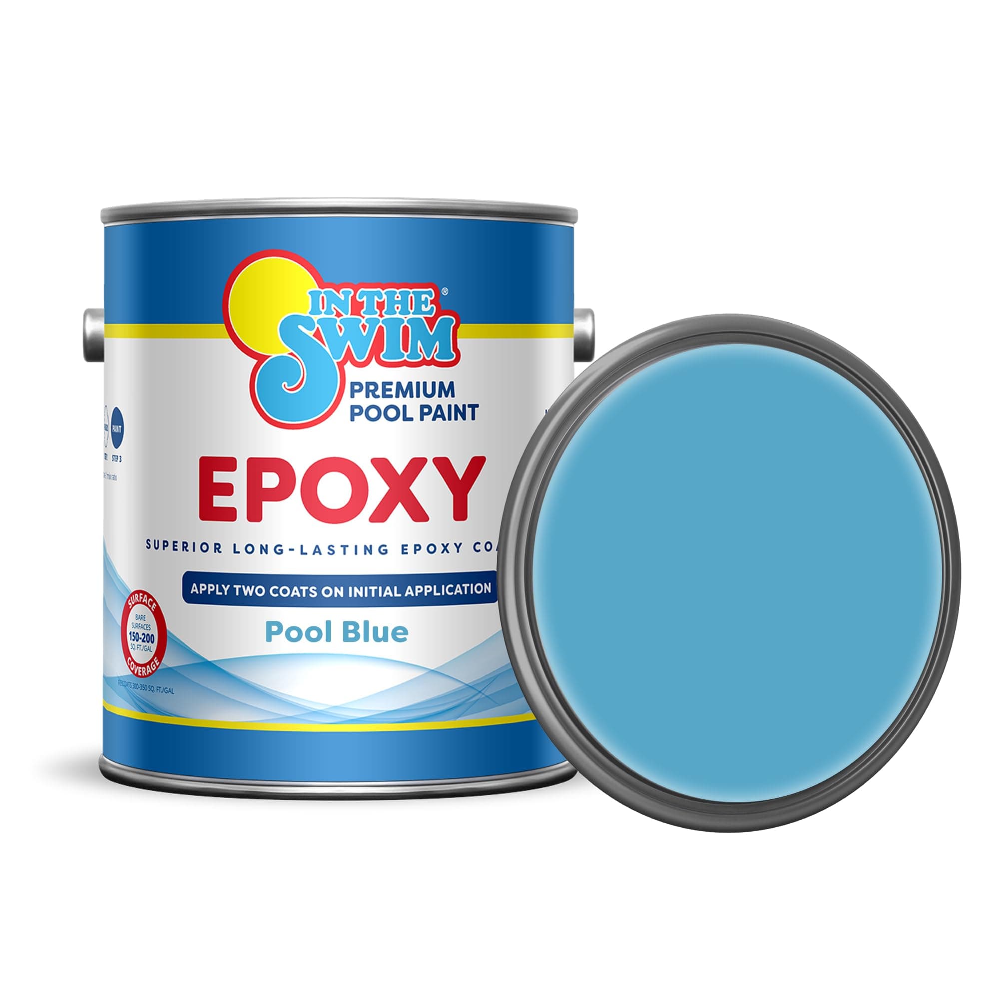 Pool Blue Epoxy Swimming Pool Paint - Epoxy-Base, High Gloss, Swimming Pool Paint - Long Lasting Stain Resistant - 1 Gallon