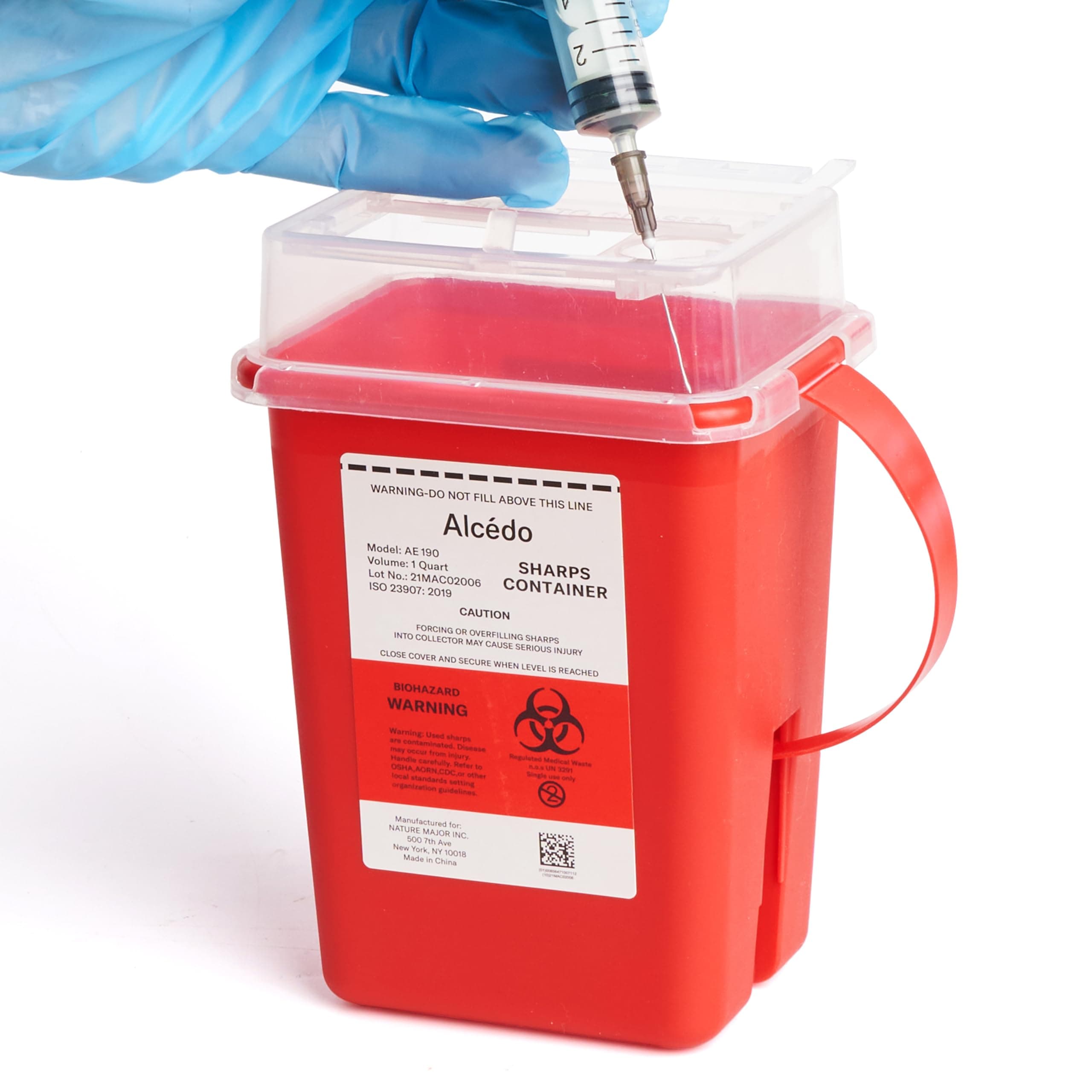 Sharps Container for Home Use 1 Quart (1-Pack), Biohazard Needle and Syringe Disposal, Small Portable Container for Travel and Professional Use