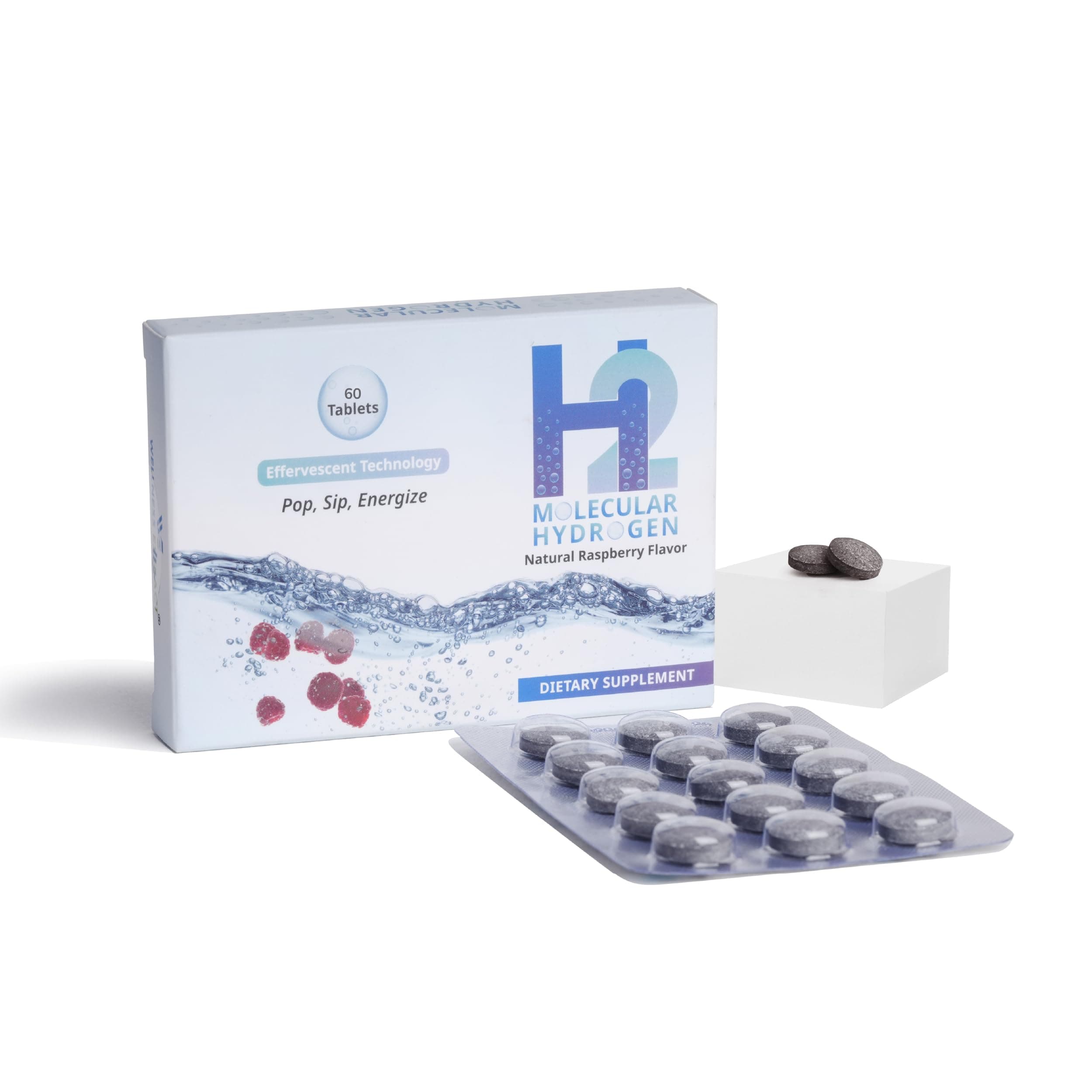 Wellness Extract H2 Molecular Hydrogen Water Tablets with effervescent Technology for Healthy Hydration, Optimal Energy, and Metabolism Support; 8 PPM. (60, Raspberry)