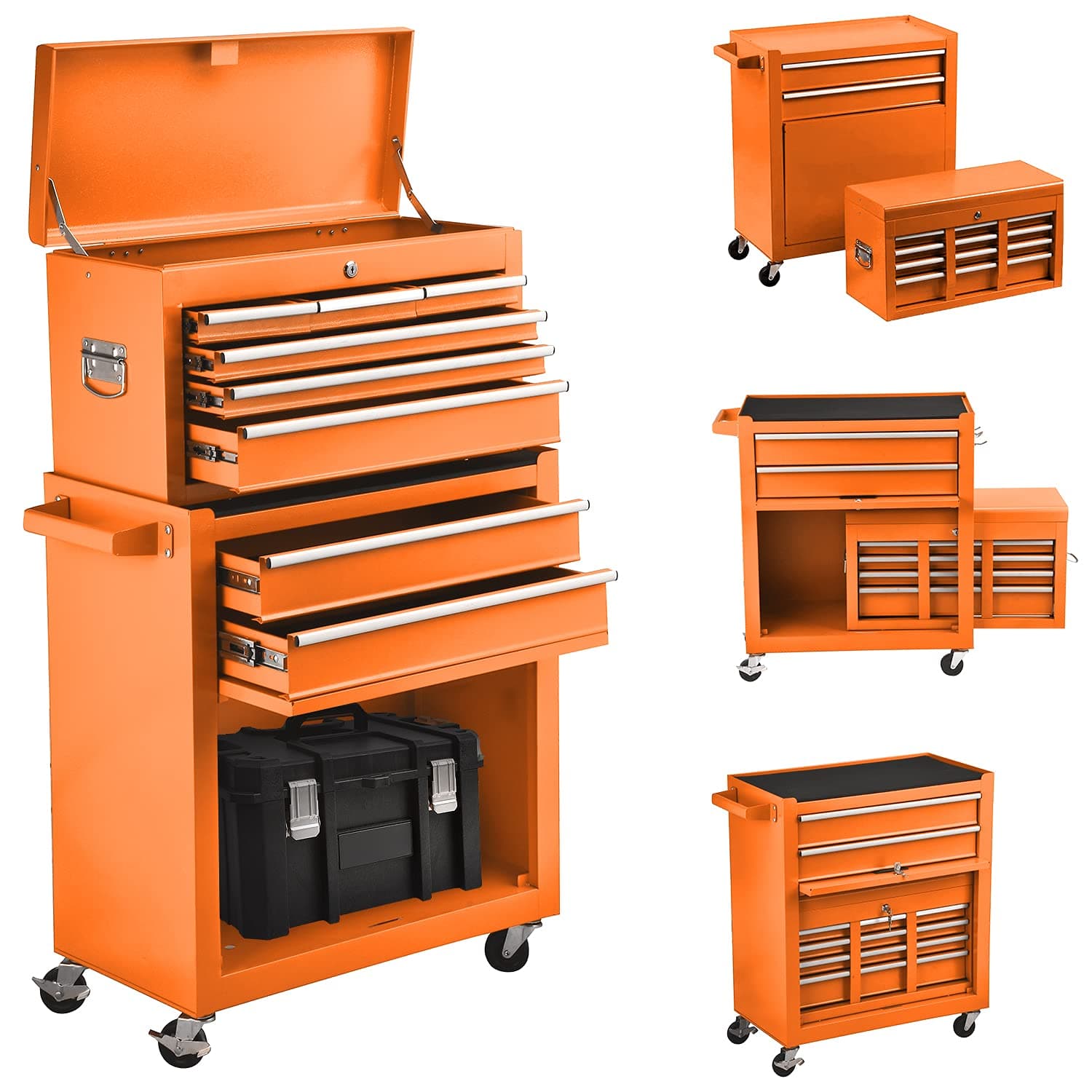 8-Drawer Tool Chest with Wheels, Rolling Tool Box with Drawers and Lock for Garage and Warehouse