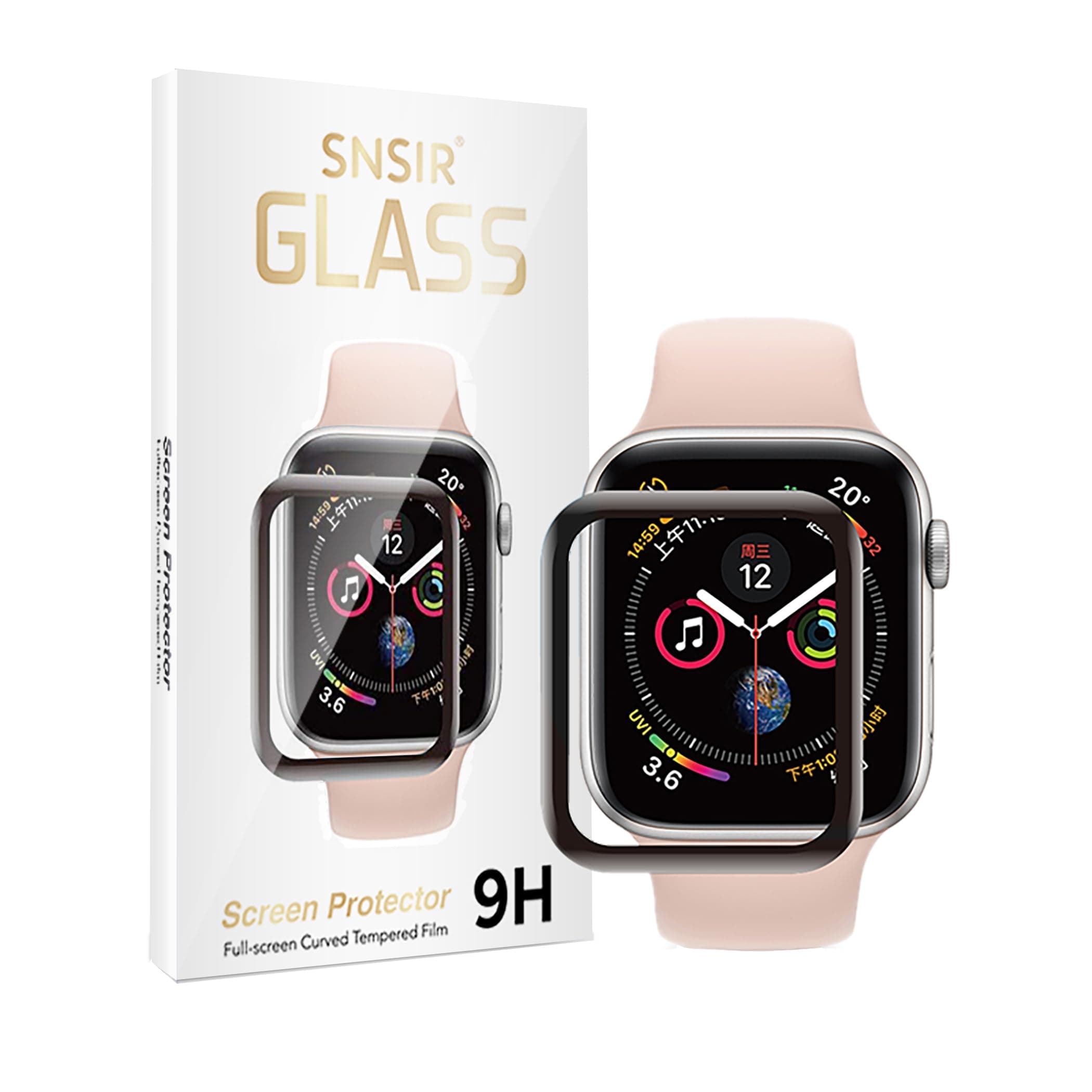SNSIR 2 Pack - Liquid Tempered Glass Screen Protector Compatible for Apple Watch Full Coverage Protective Foil 9H 2.5D(40mm)