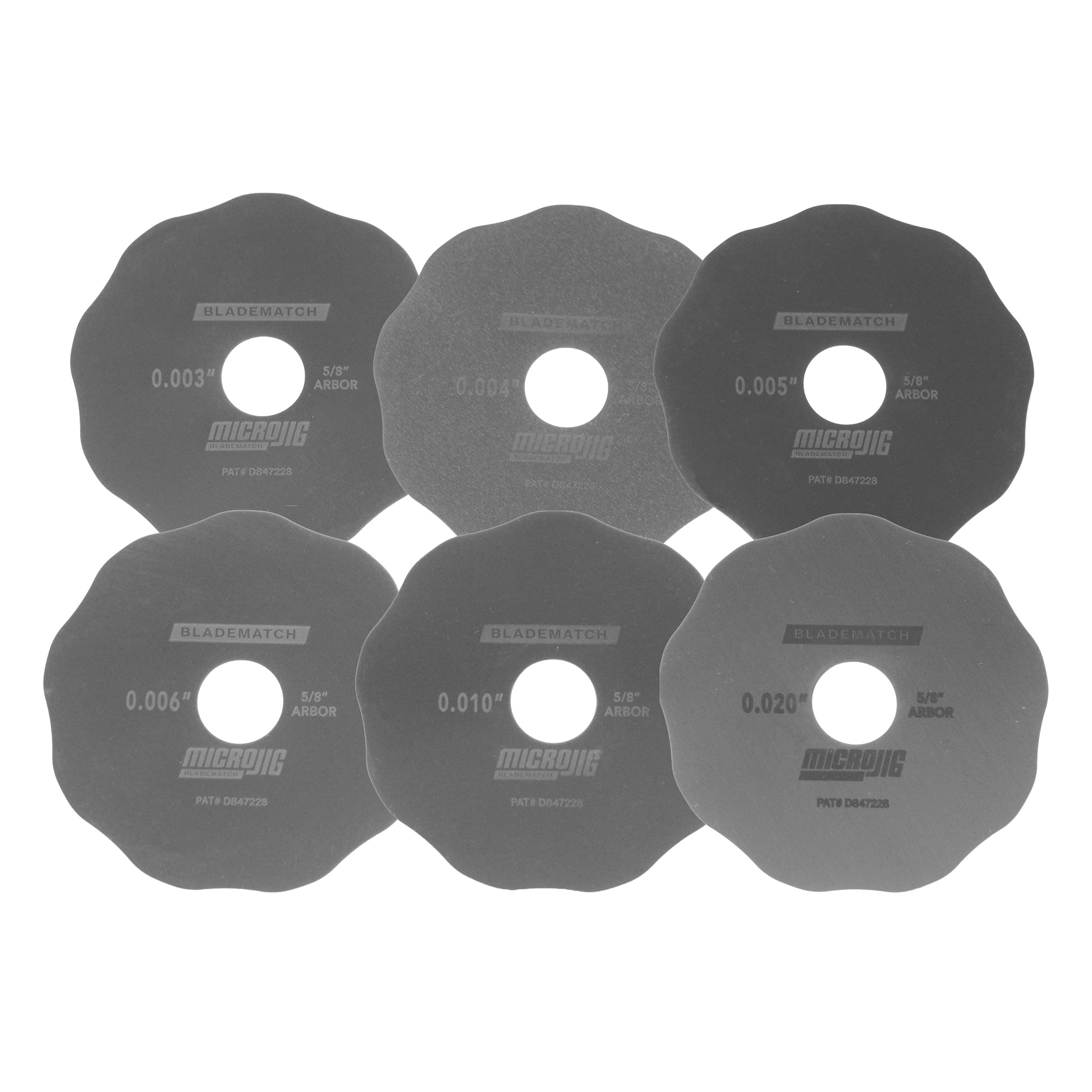 MICROJIG AS-6 Bladematch Arbor Shims, Table Saw Alignment Accessories, Calibration Tool, Small, Stainless Steel