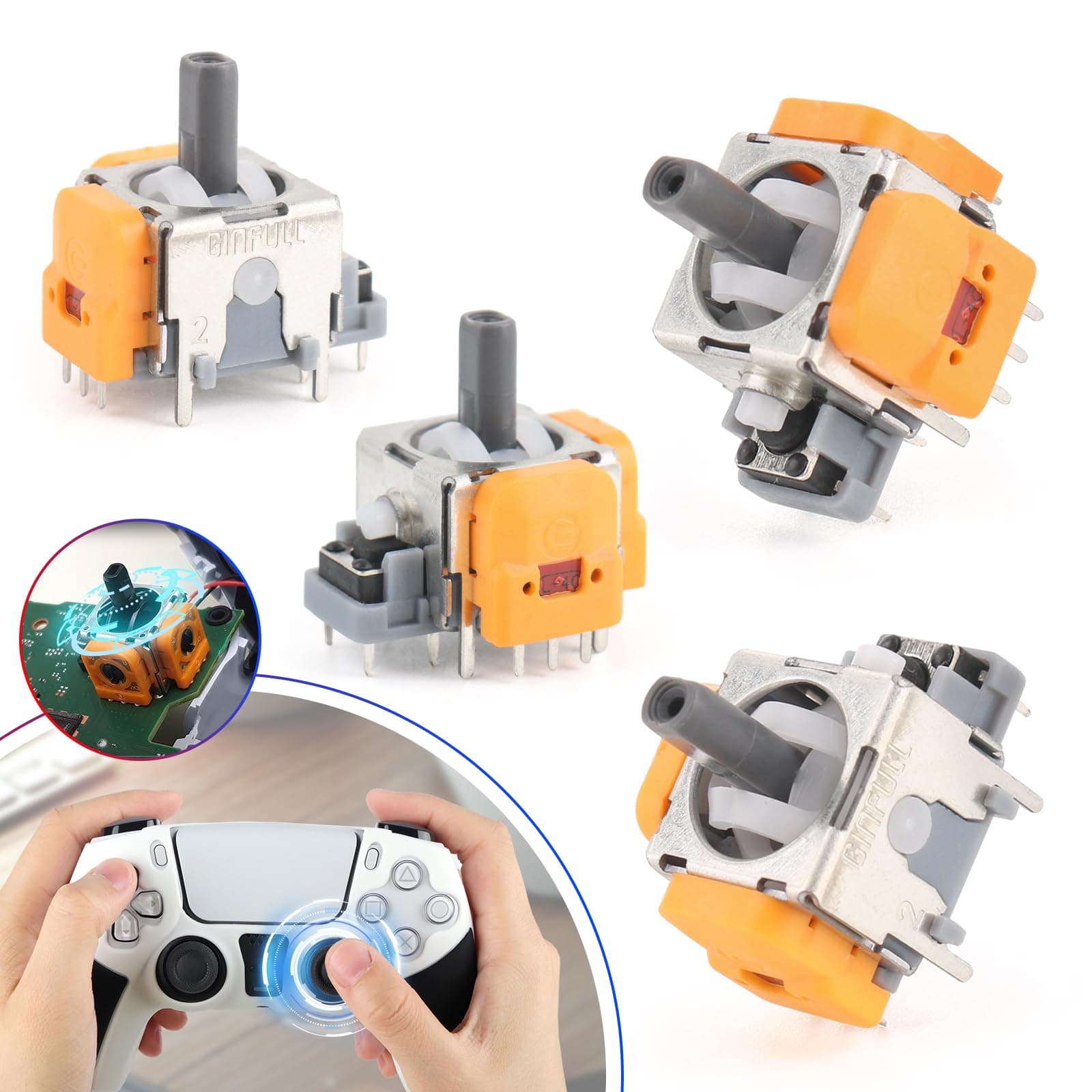 RongZy Hall Effect Sticks for PS5 Controller Anti Stick Drift 3D Joystick Compatible with Play Station 5 PS5 (4 Pack)