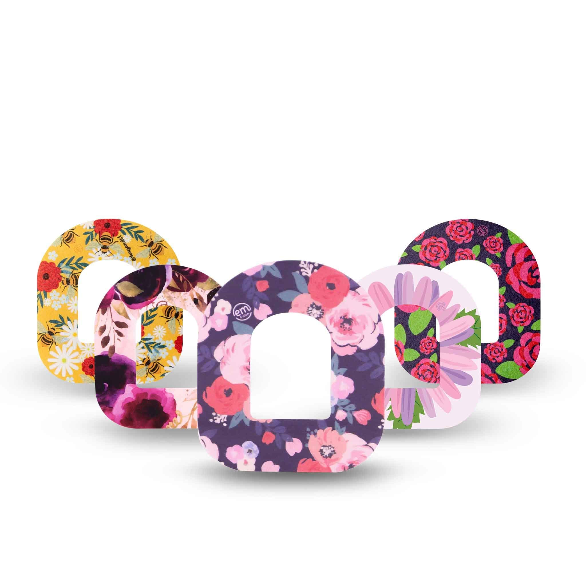 ExpressionMed - Adhesive Patch for Omnipod (5-Pack) - Made in The USA, Waterproof, Split Backing, CGM Tape (Wildflower)