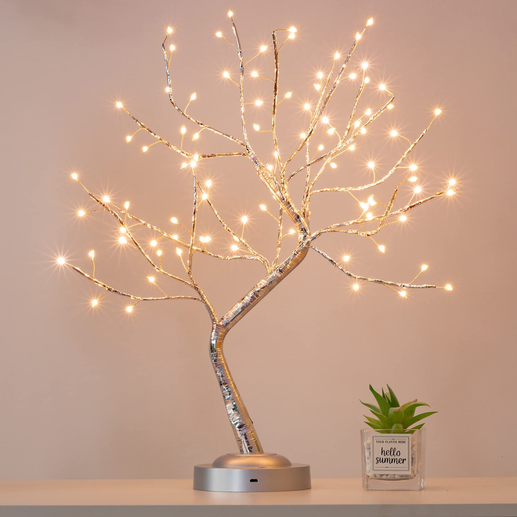Led Bonsai Tree Light Artificial Tree Lights, Battery/USB Operated,Adjustable Branches, for Home Decoration Night Light and Gift (Big Led/Warm White)
