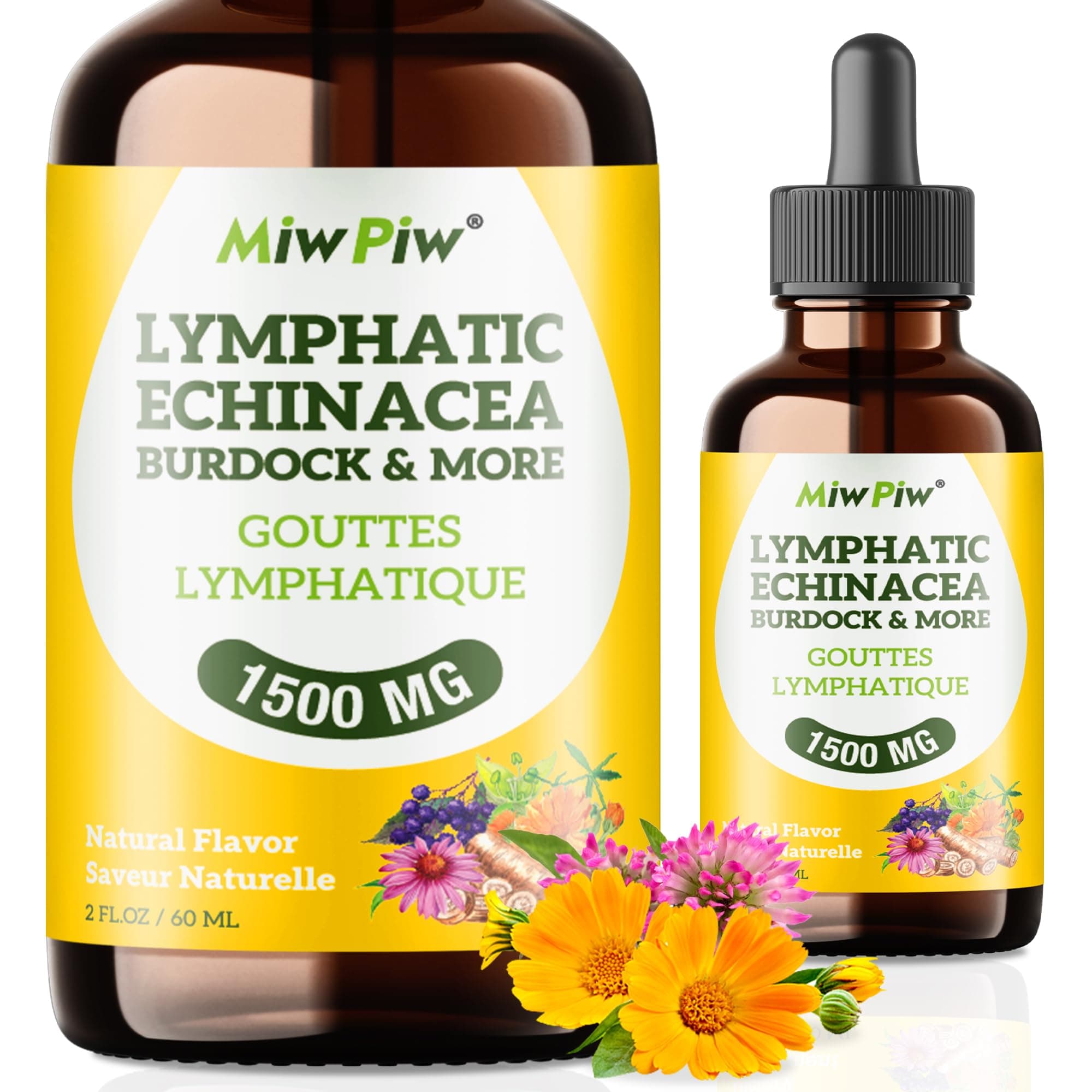 Lymphatic Drainage Drops Pack 1 - Herbal Cleanse Support with Echinacea, Dandelion, Burdock Root - Immunity & Circulation, Sugar Free, Natural Flavor, Non GMO