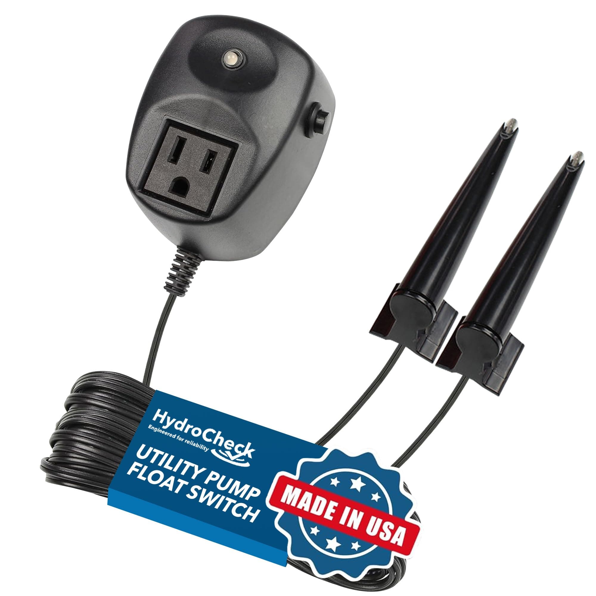 HC7000v2 Electronic Utility Sump Pump Float Switch: Automatic Turn On/Off, Hi-Lo Dual Sensors and Built-in Alarms | Versatile and Adjustable with 12ft Sensor Cables, Made in the USA